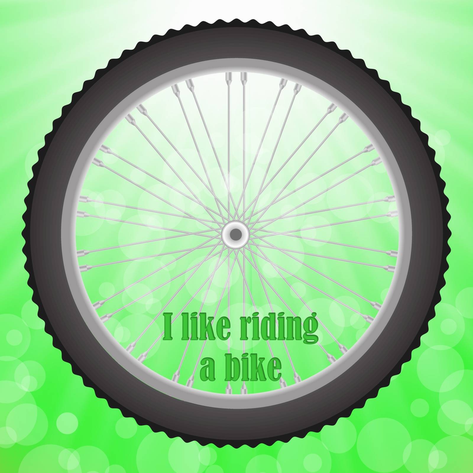 Bicycle Wheel Isolated on Summer Green Blurred Background