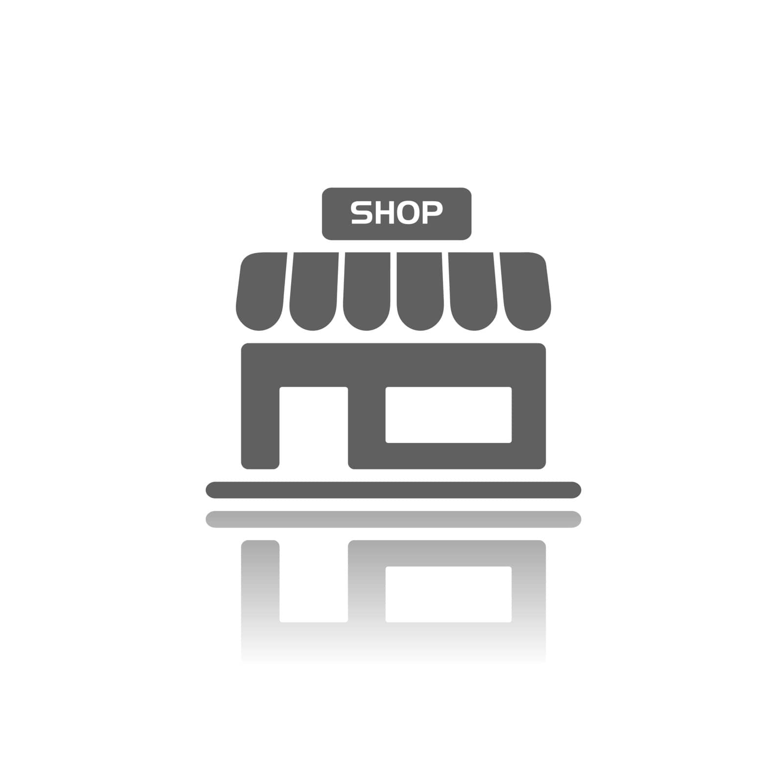 Shop icon with reflection on a white background by Imaagio