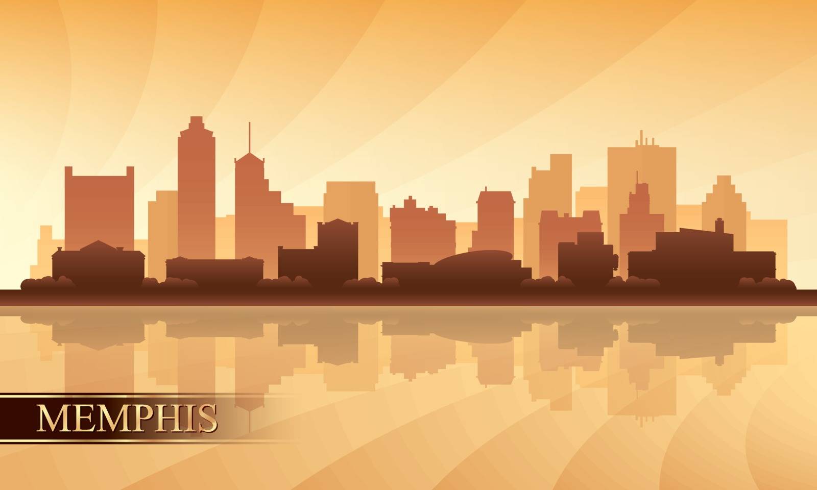 Memphis city skyline silhouette background by Ray_of_Light