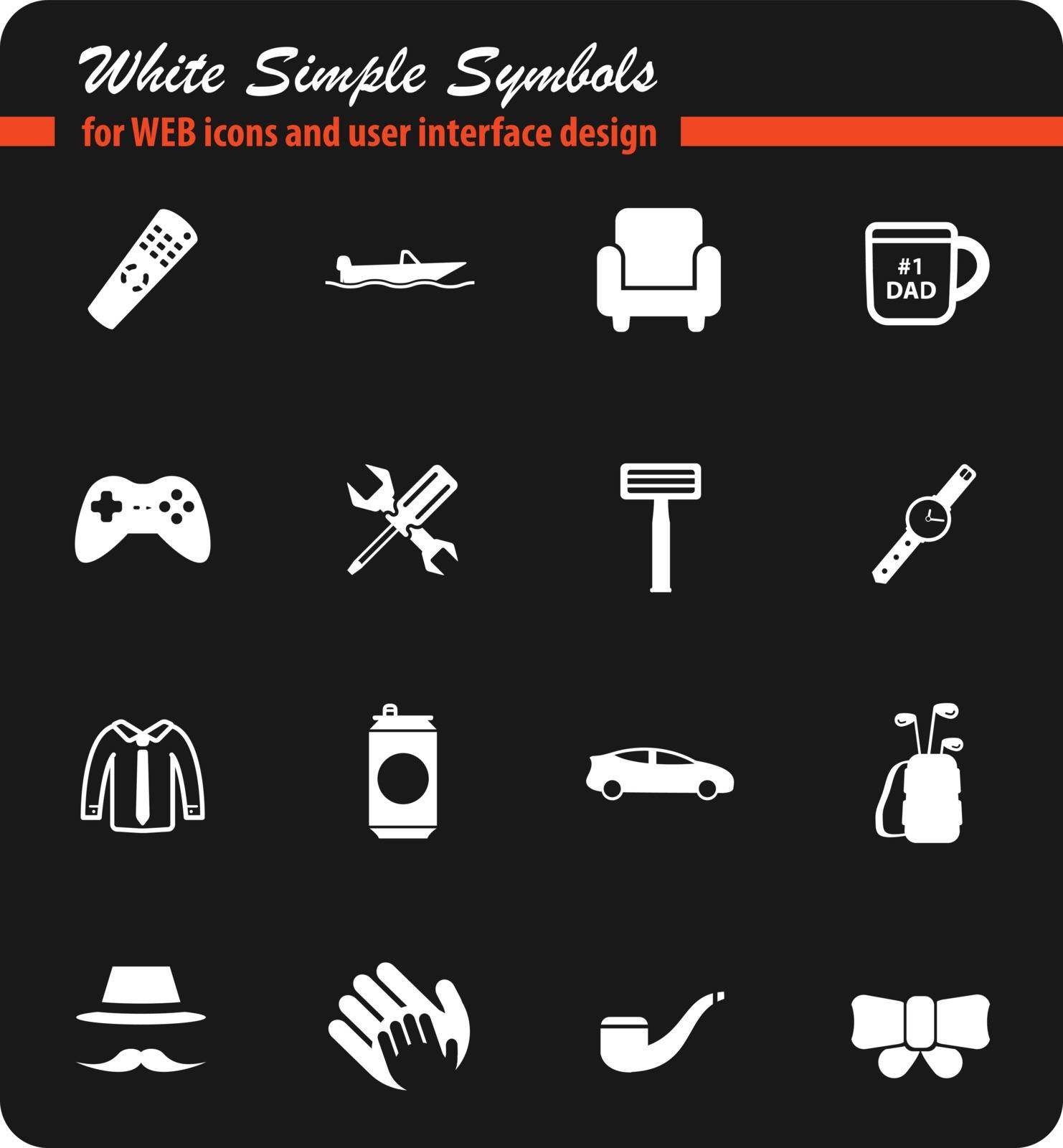 Fathers day simply symbols for web icons