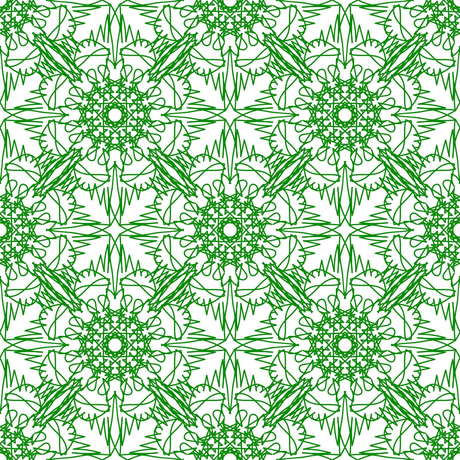 Seamless Texture on Green. Element for Design. Ornamental Backdrop. Pattern Fill. Ornate Floral Decor for Wallpaper. Traditional Decor on Green Background