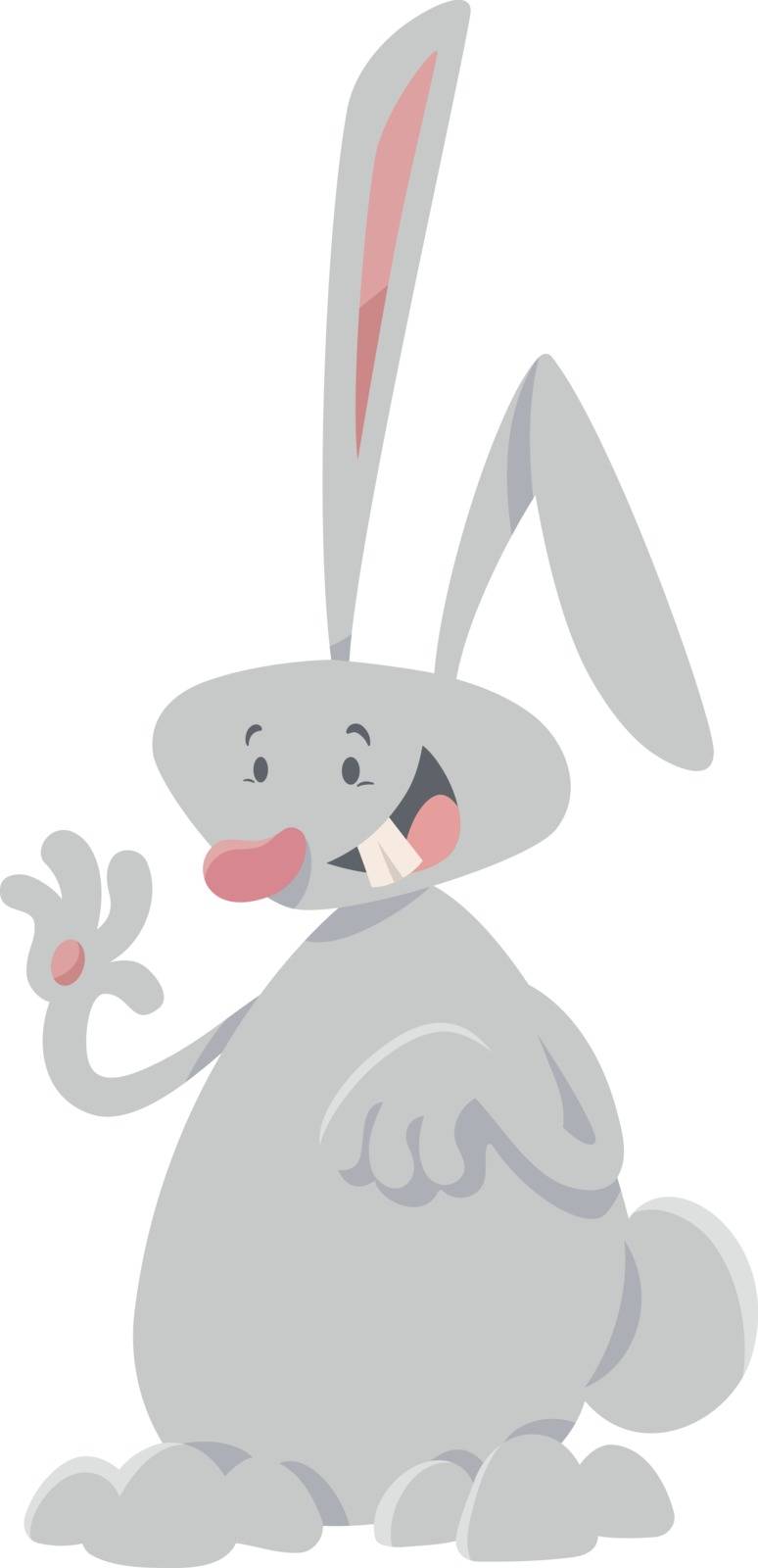 Cartoon Illustration of Happy Rabbit or Bunny Animal Character