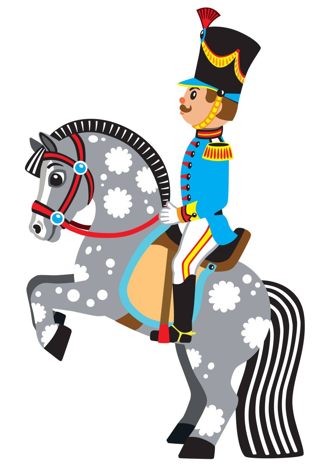 cartoon soldier on a grey horse by insima