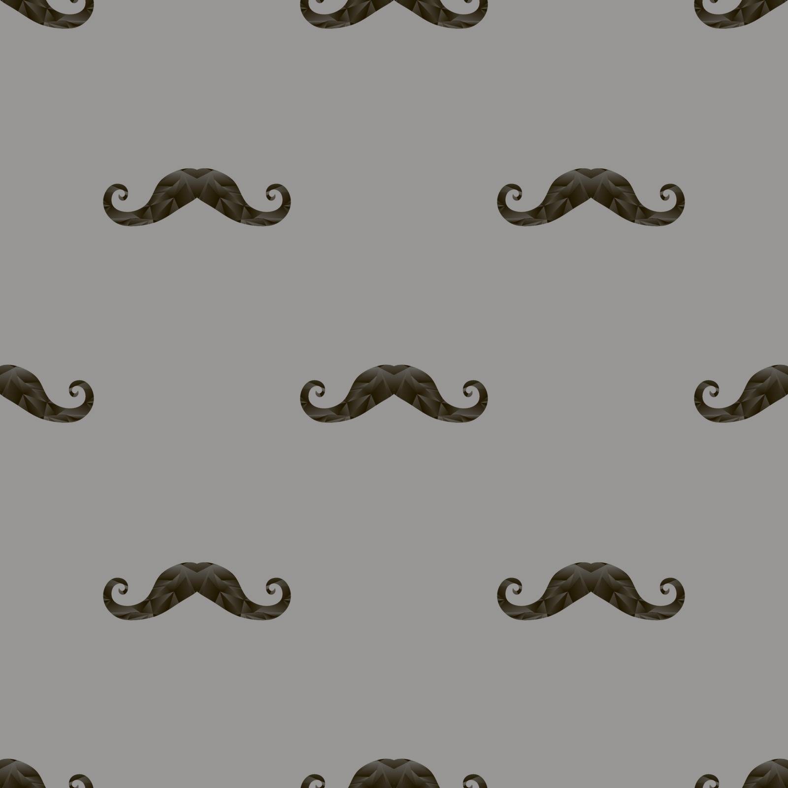 Black Hairy Mustache Silhouettes Seamless Pattern by valeo5