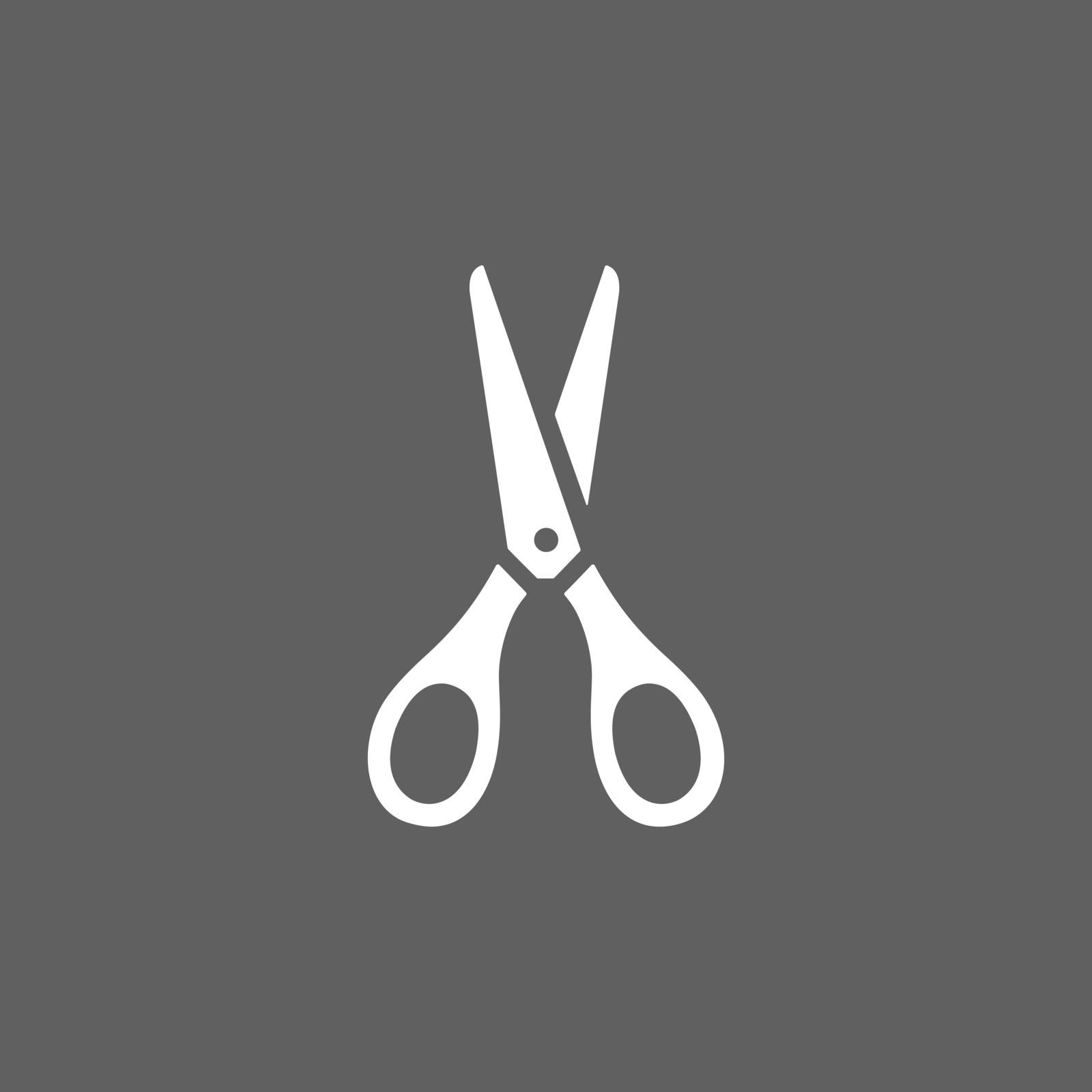 Scissors icon on a dark background by Imaagio
