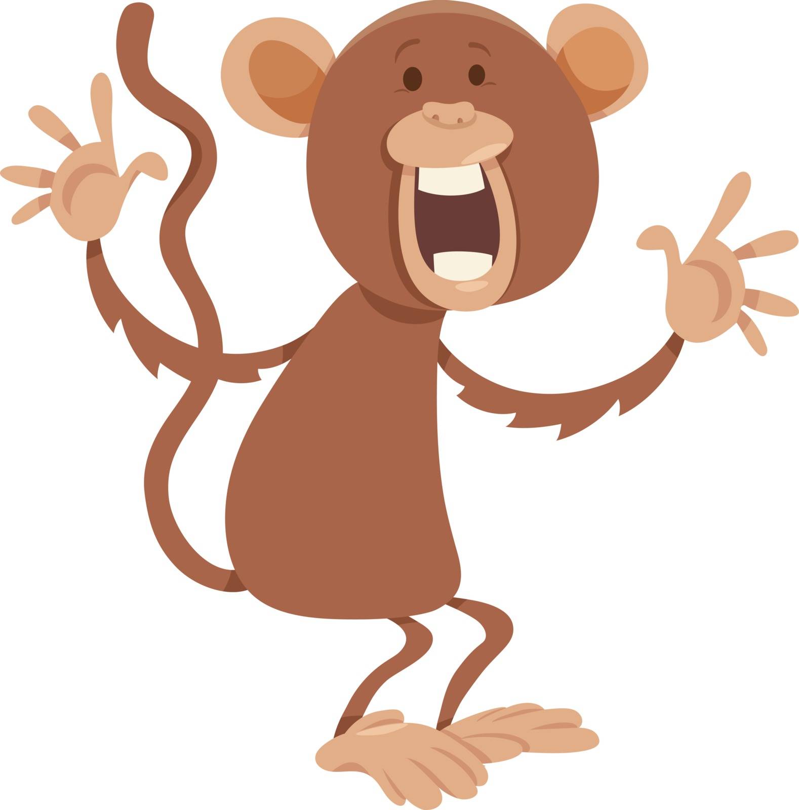 Cartoon Illustration of Funny Monkey Animal Character