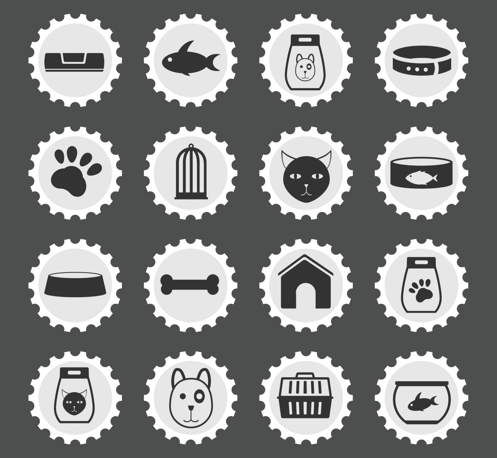 Goods for pets icons for web and user interfaces