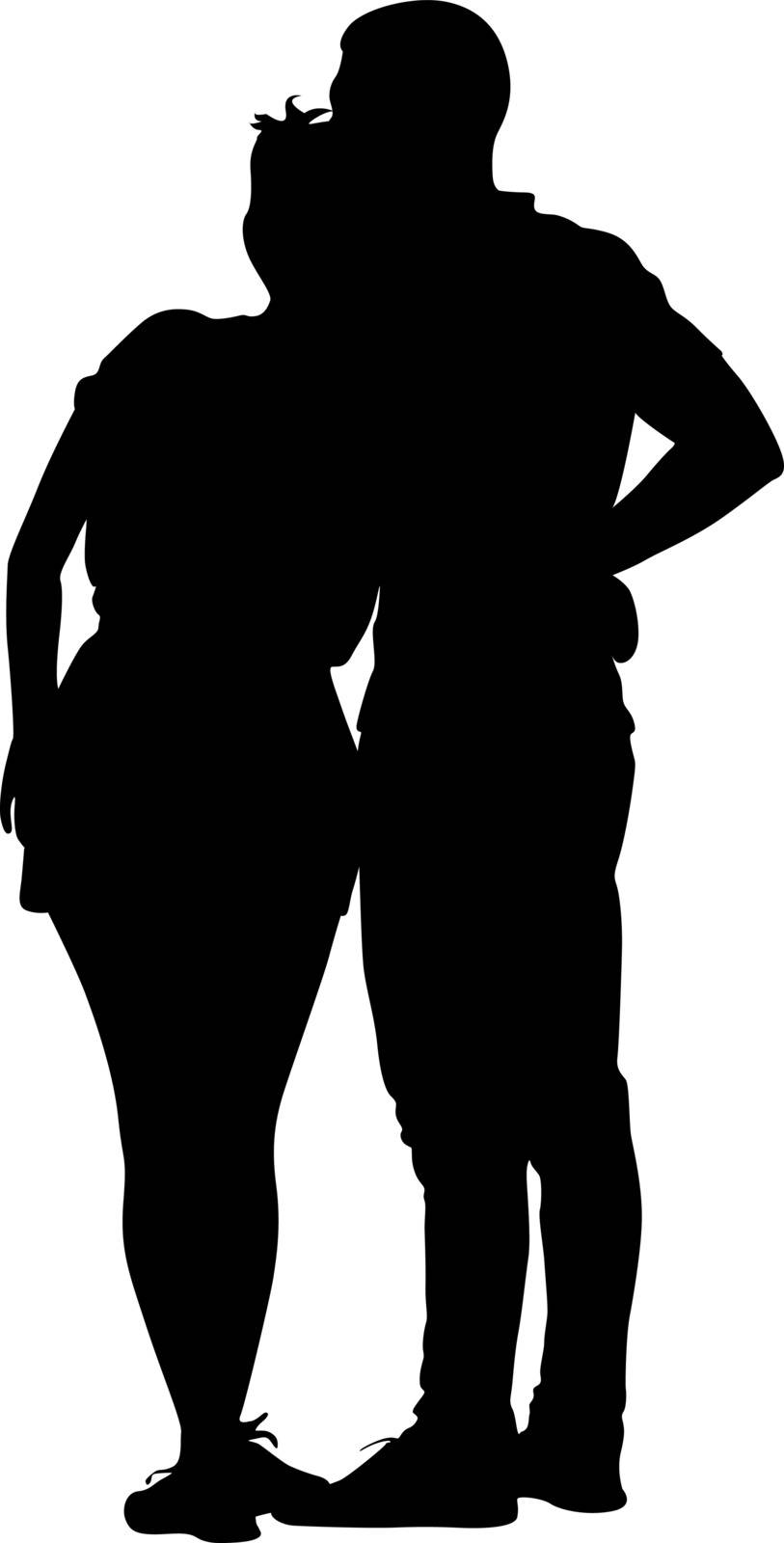 Silhouette man and woman walking hand in hand by aarrows