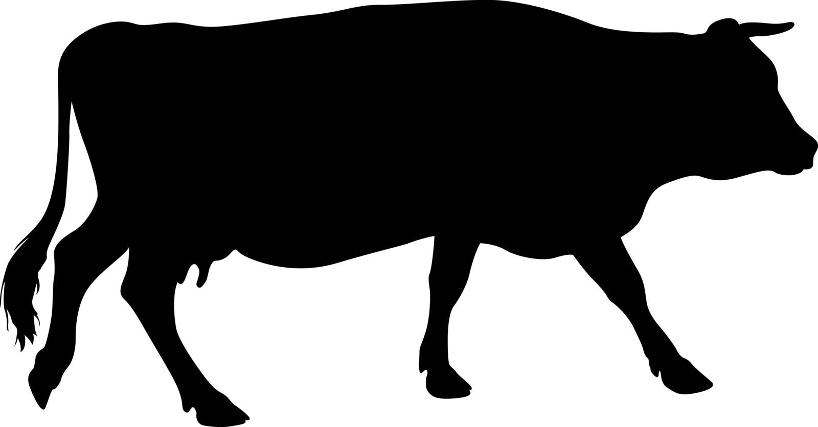 Black silhouette of cash cow on white background by aarrows