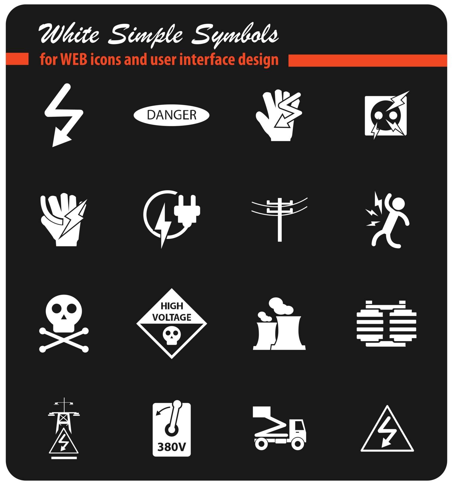 high voltage vector icons for user interface design