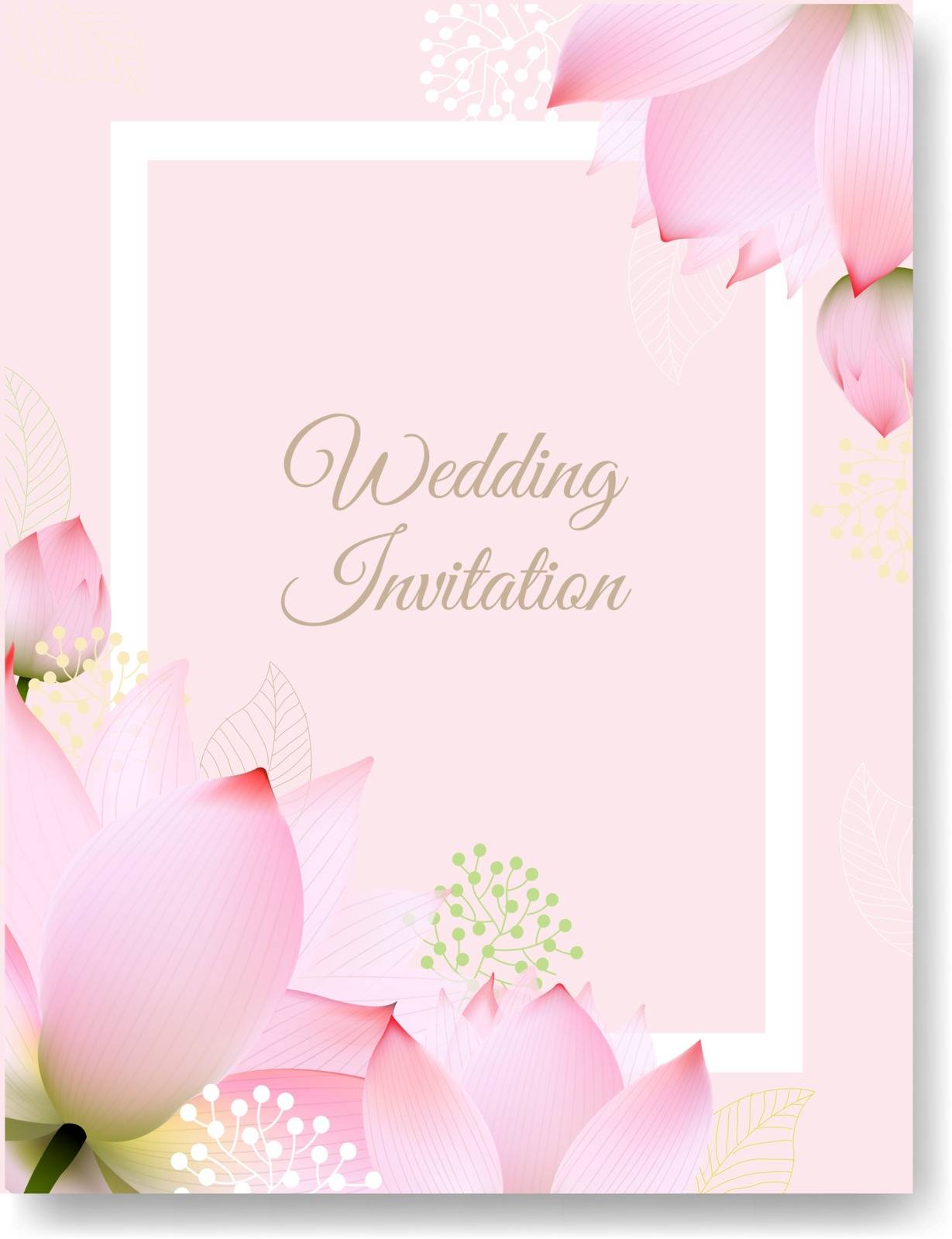 Wedding Invitation With Gradient Mesh, Vector Illustration