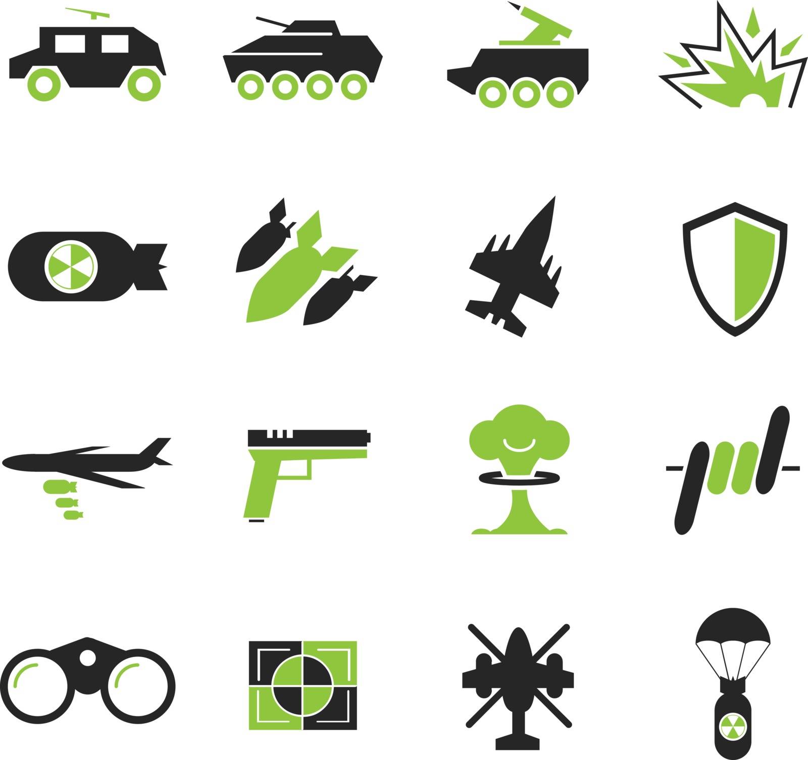 Military and war simply icons for web and user interfaces