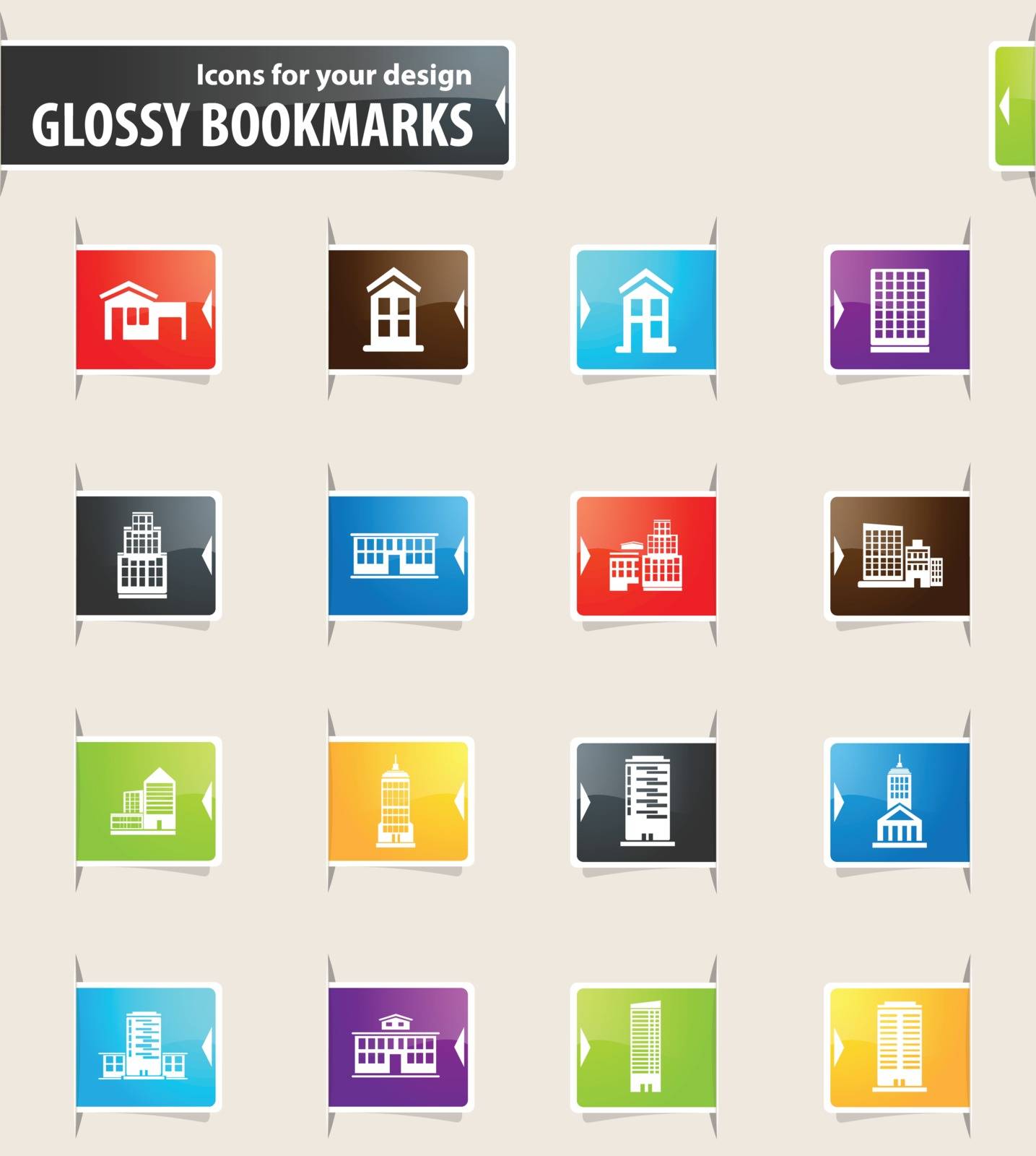 Buildings icons set by ayax