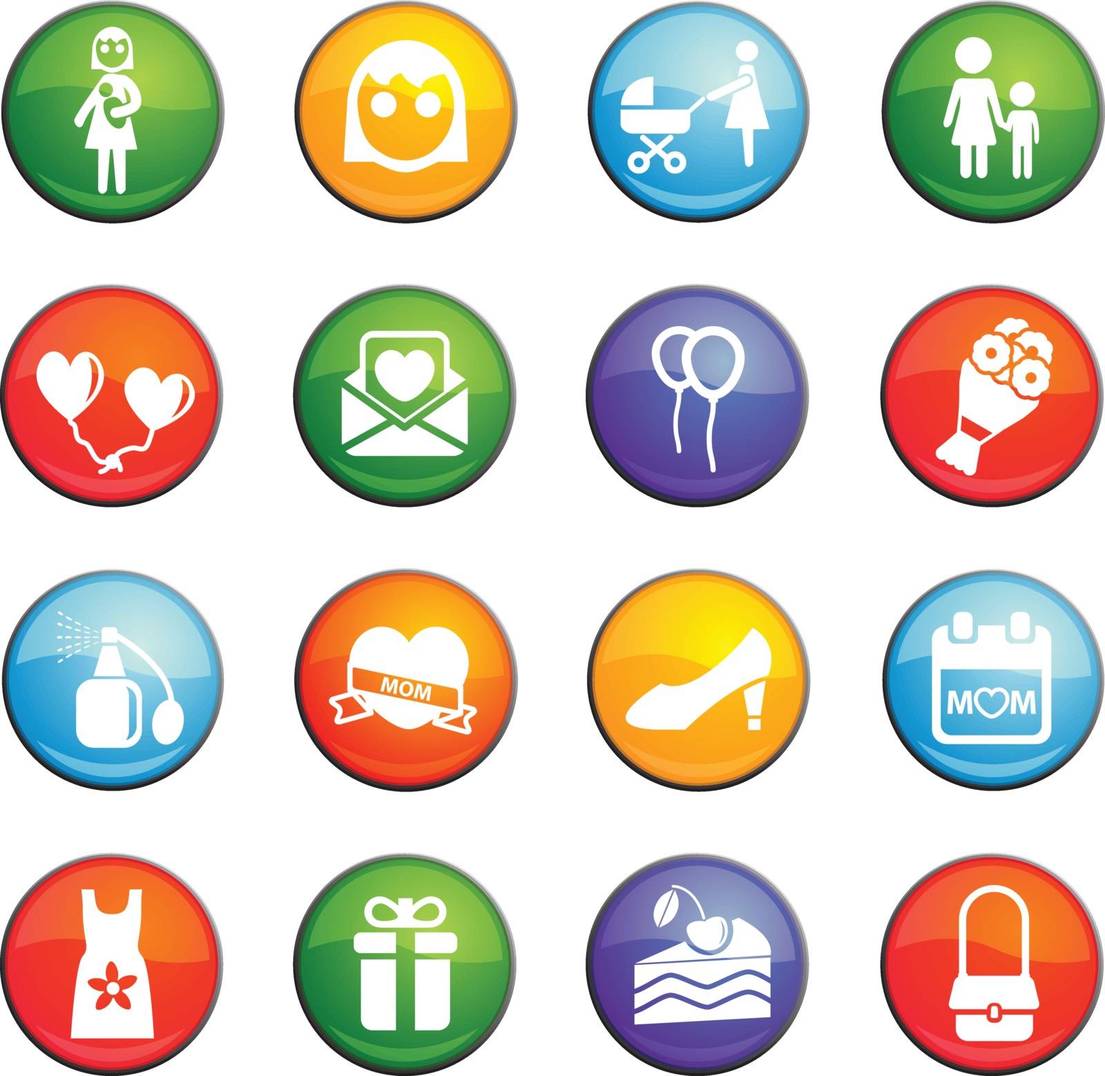 mother day vector icons for user interface design