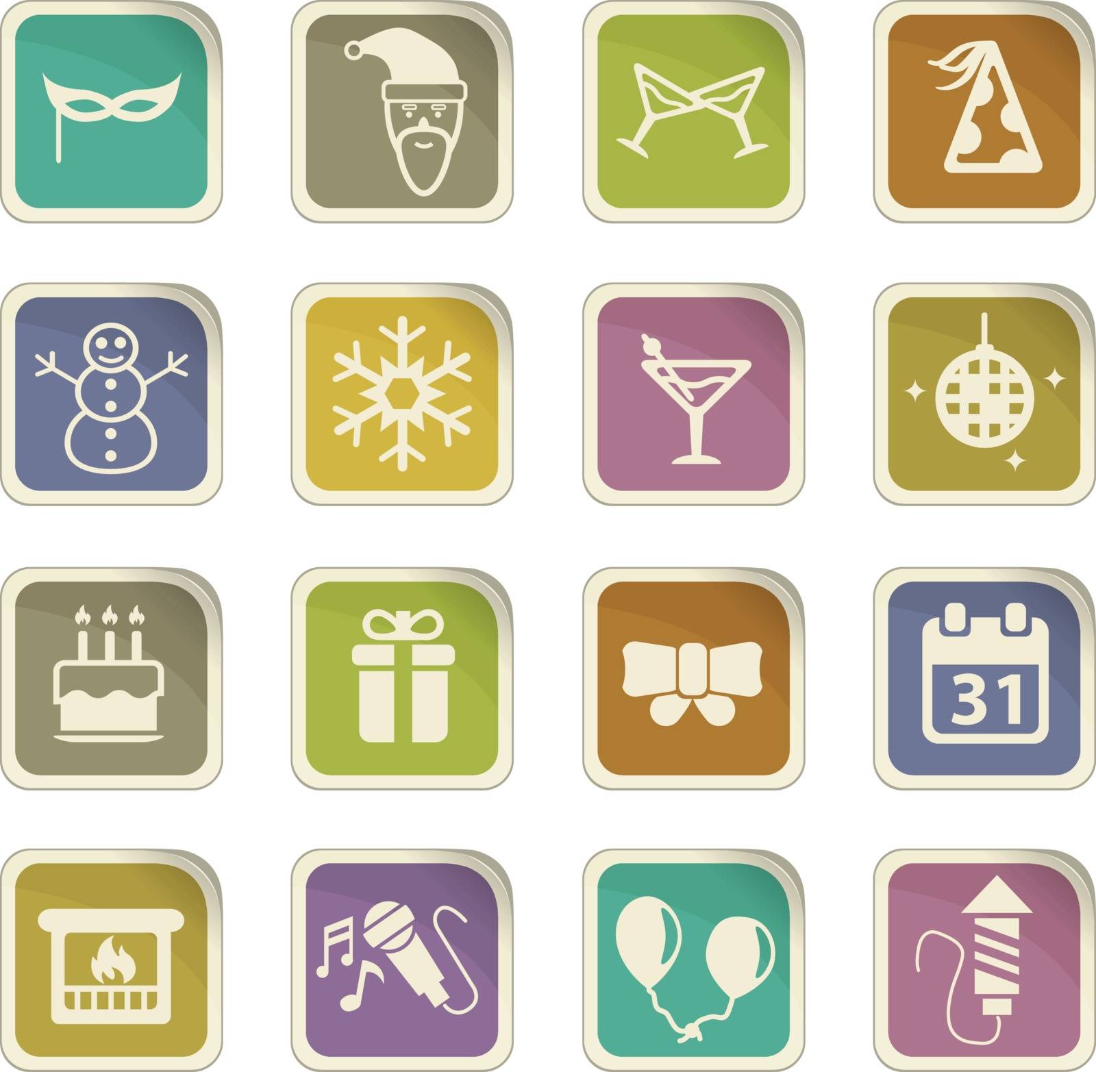 new year vector icons for user interface design