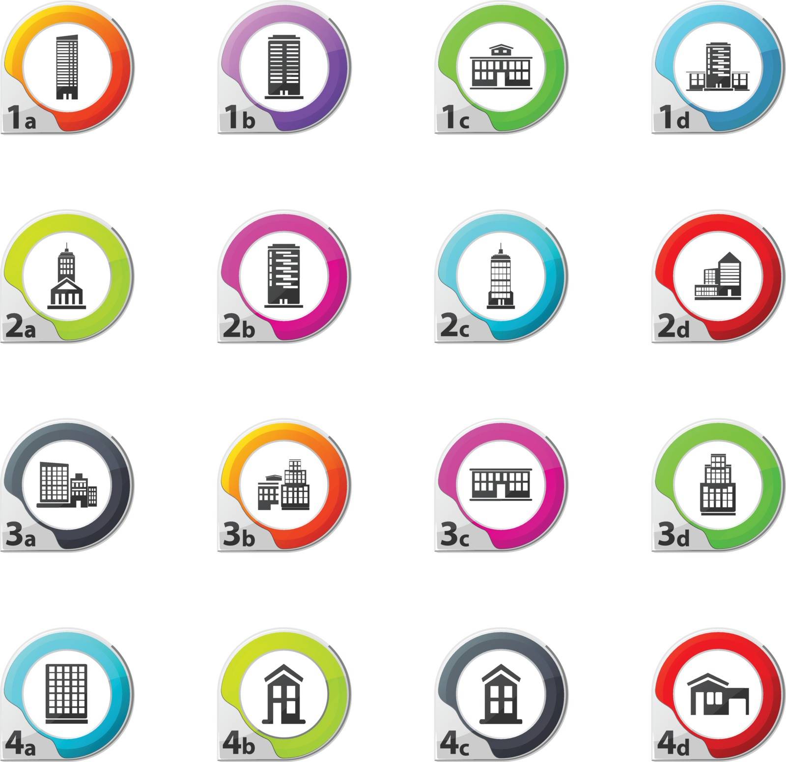 Buildings icons set by ayax