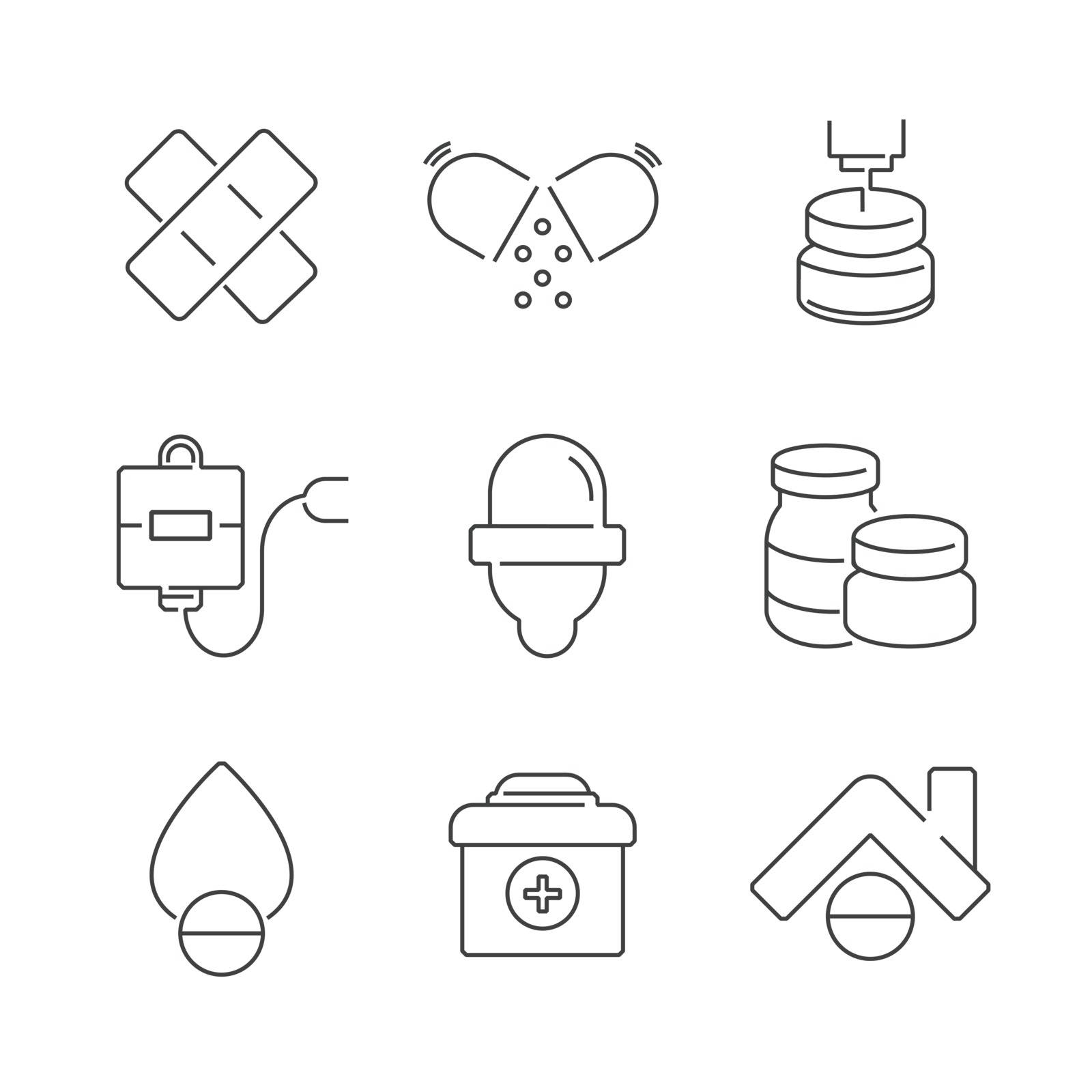 Line Icons Set Of Medical Pharmacist Icons  by barboon