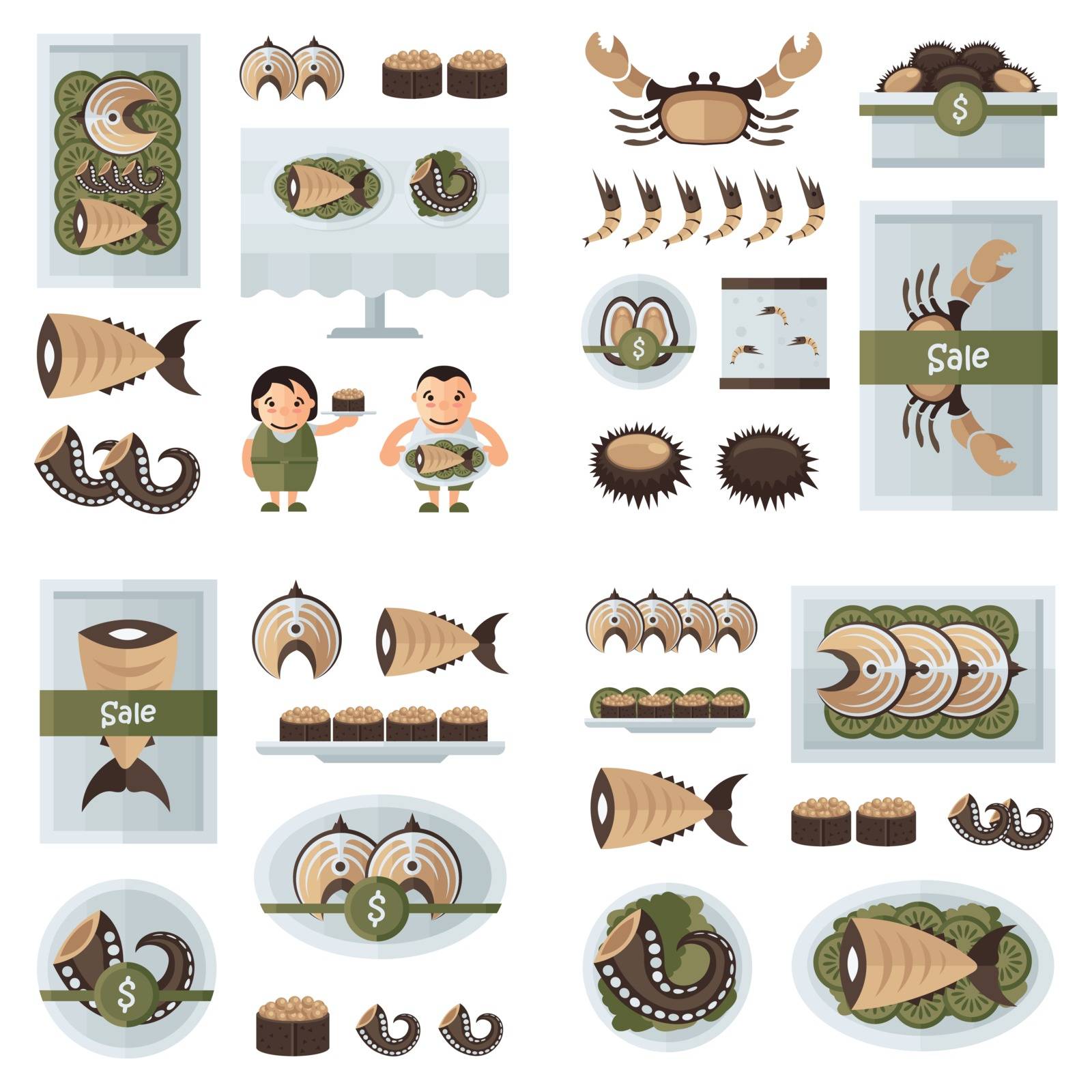fresh Seafood infographic brown 