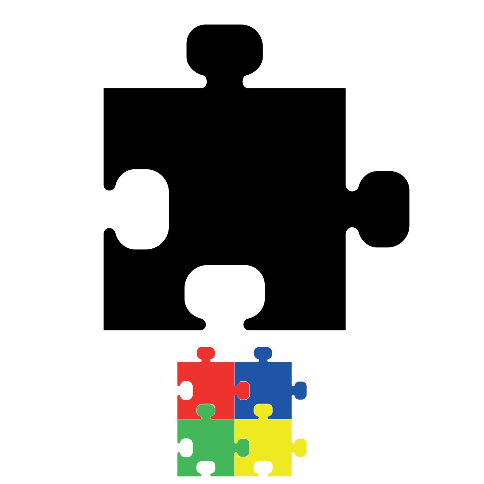 Black jigsaw or puzzle icon it is set .