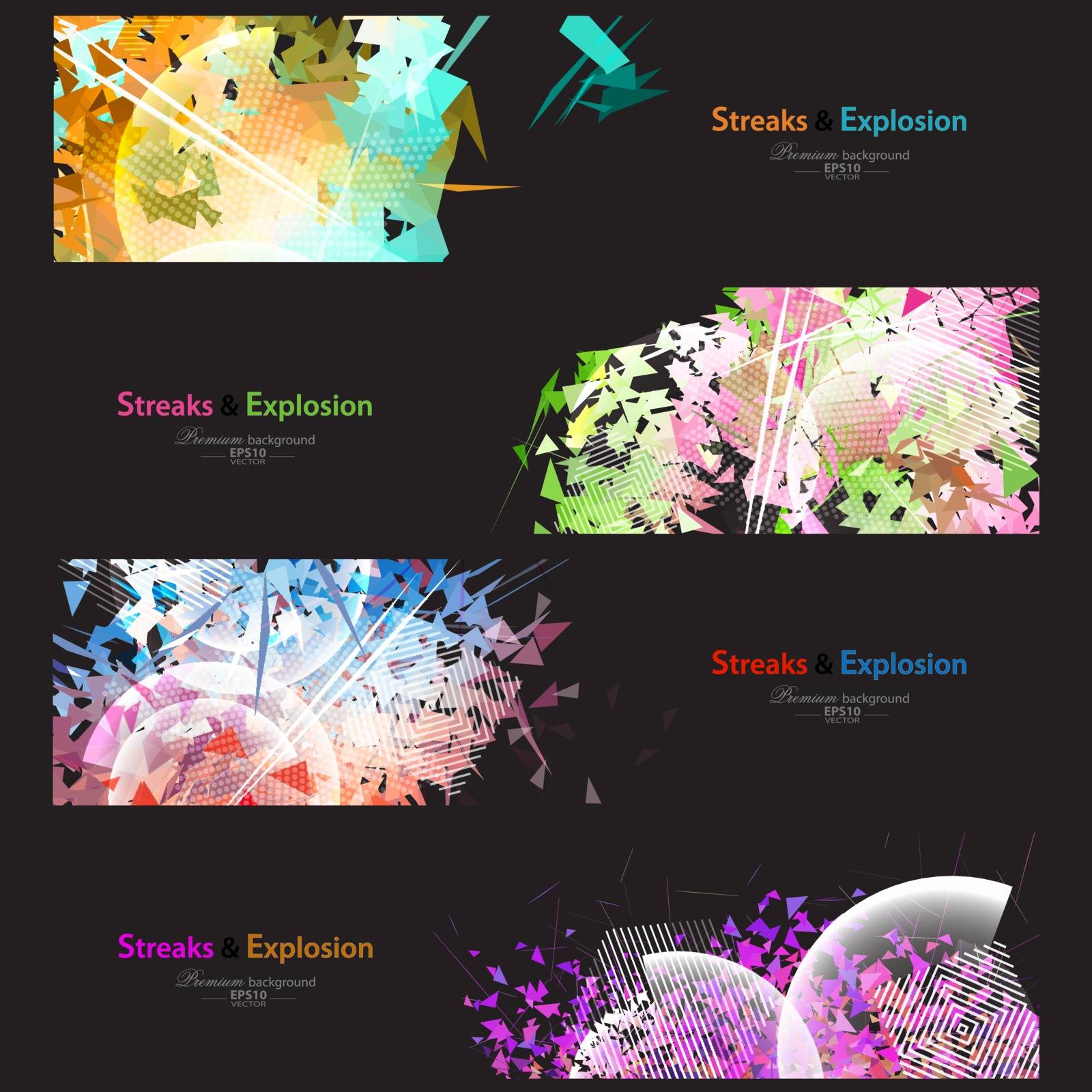 Streaks and explosion banner set by stocklady