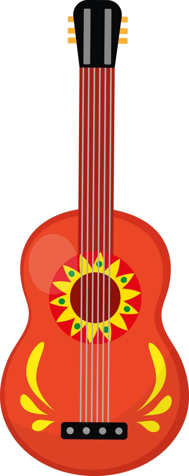 Cuatro guitar icon, flat style. Mexican musical instrument. Isolated on white background. Vector illustration, clip-art