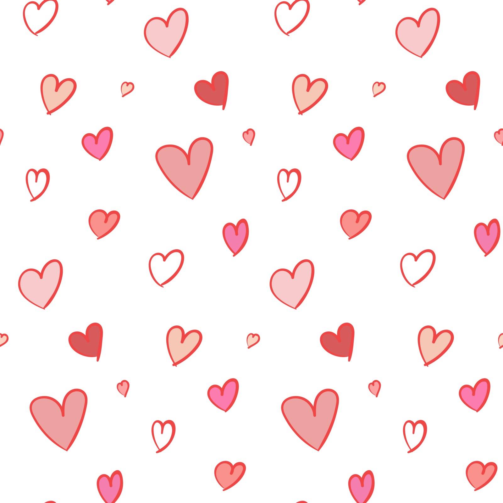 Lovely seamless pattern with pink hand drawn hearts