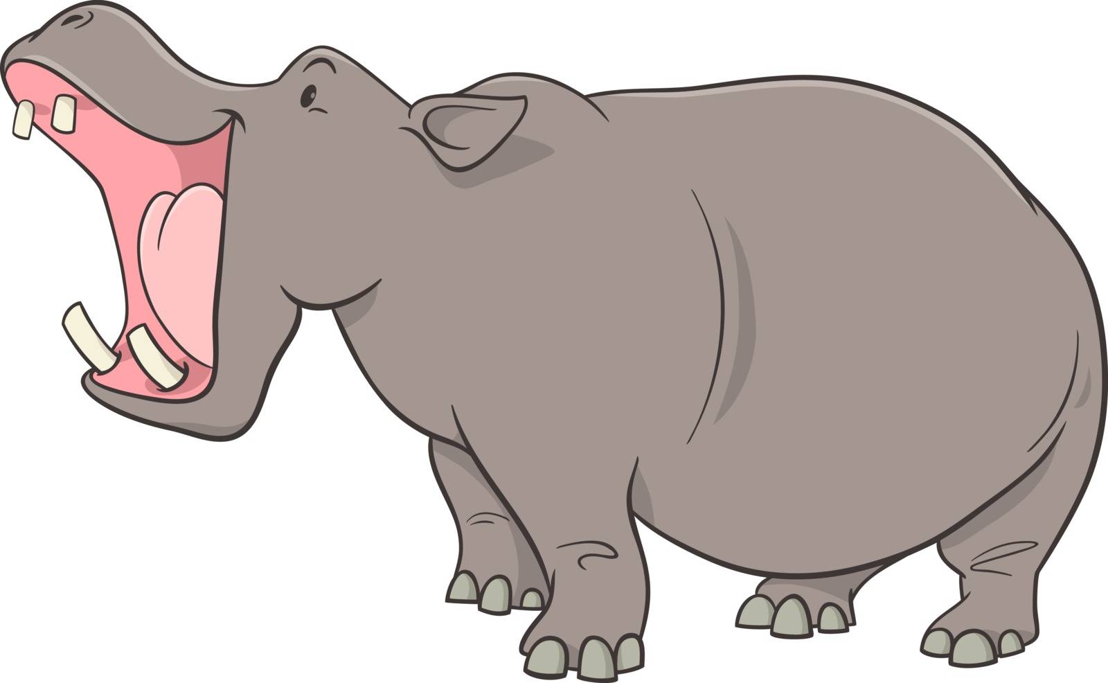 Cartoon Illustration of Hippopotamus Wild Animal Character