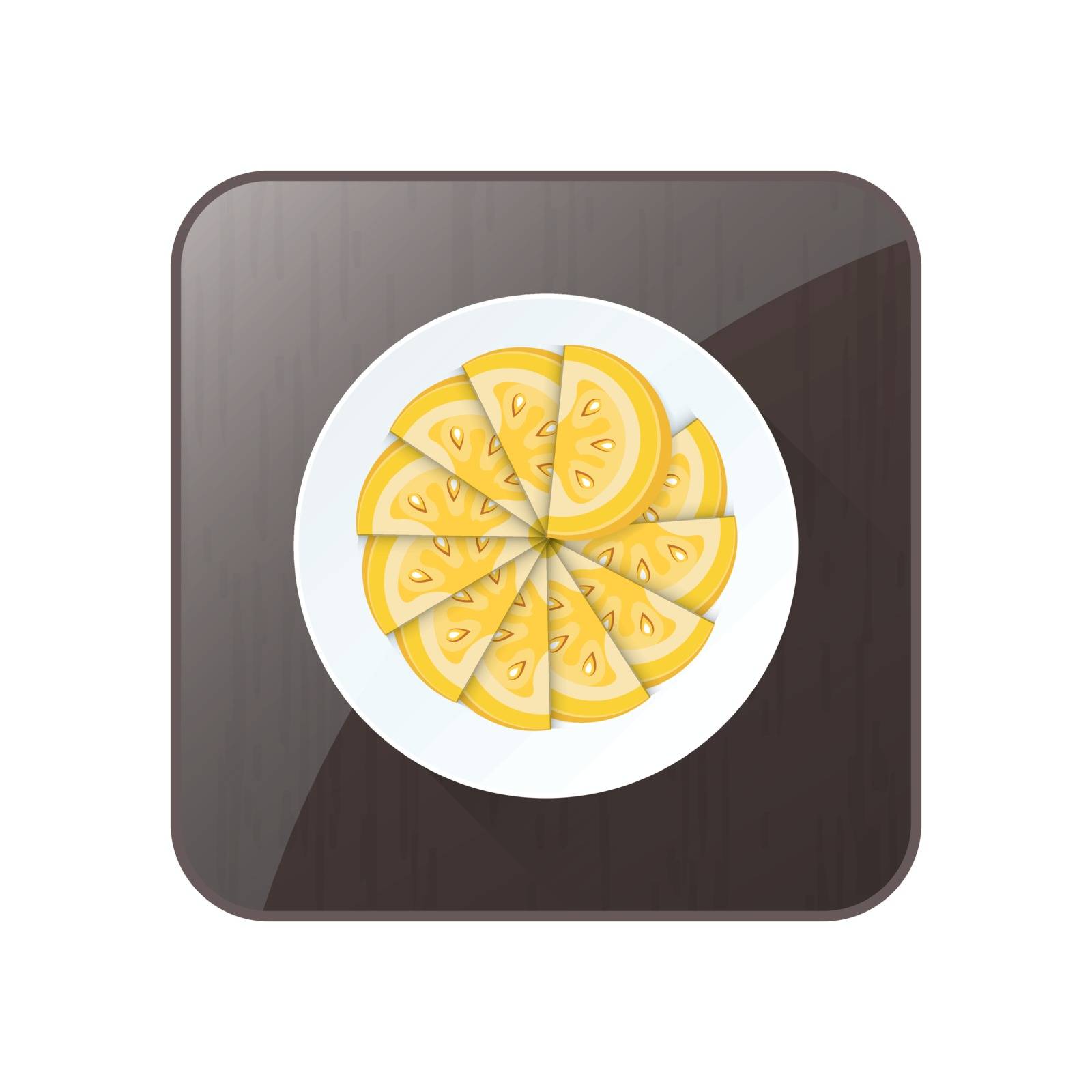 Circle Sliced Tomato Yellow Color icon and button by barboon