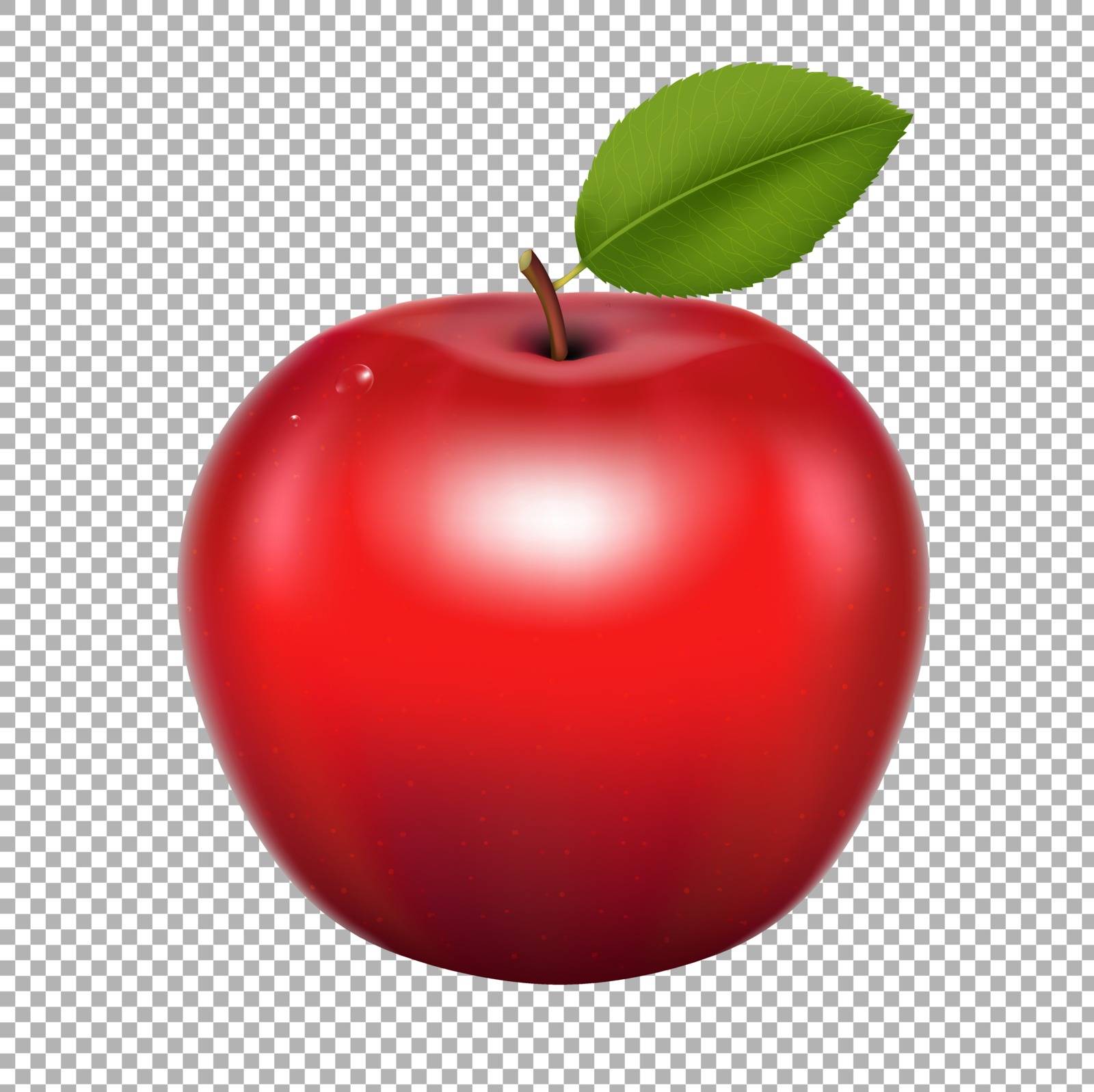 Red Apple With Gradient Mesh, Vector Illustration