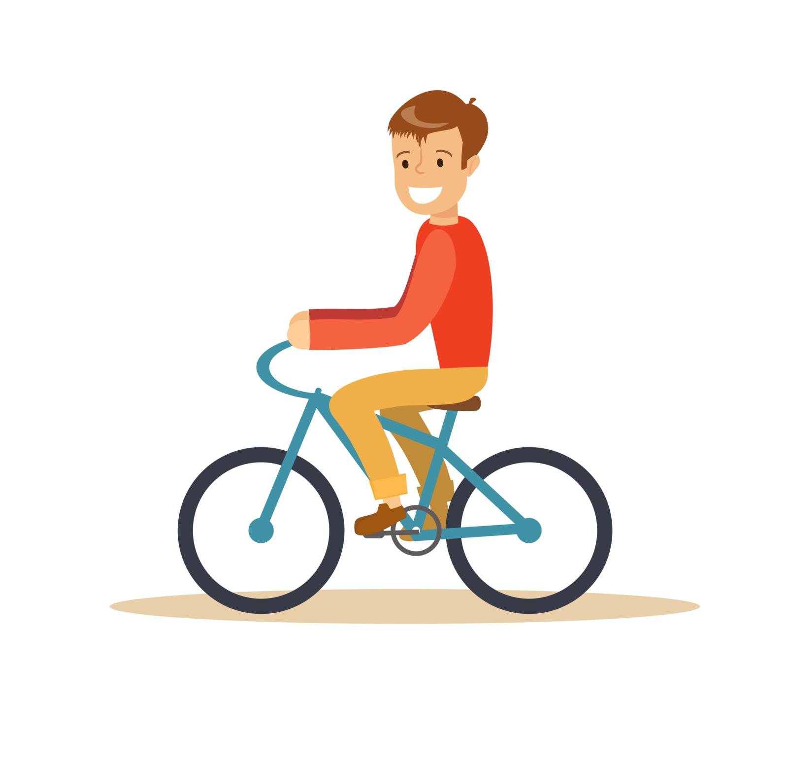 Illustration of a young boy riding a bicycle by alekseiveprev