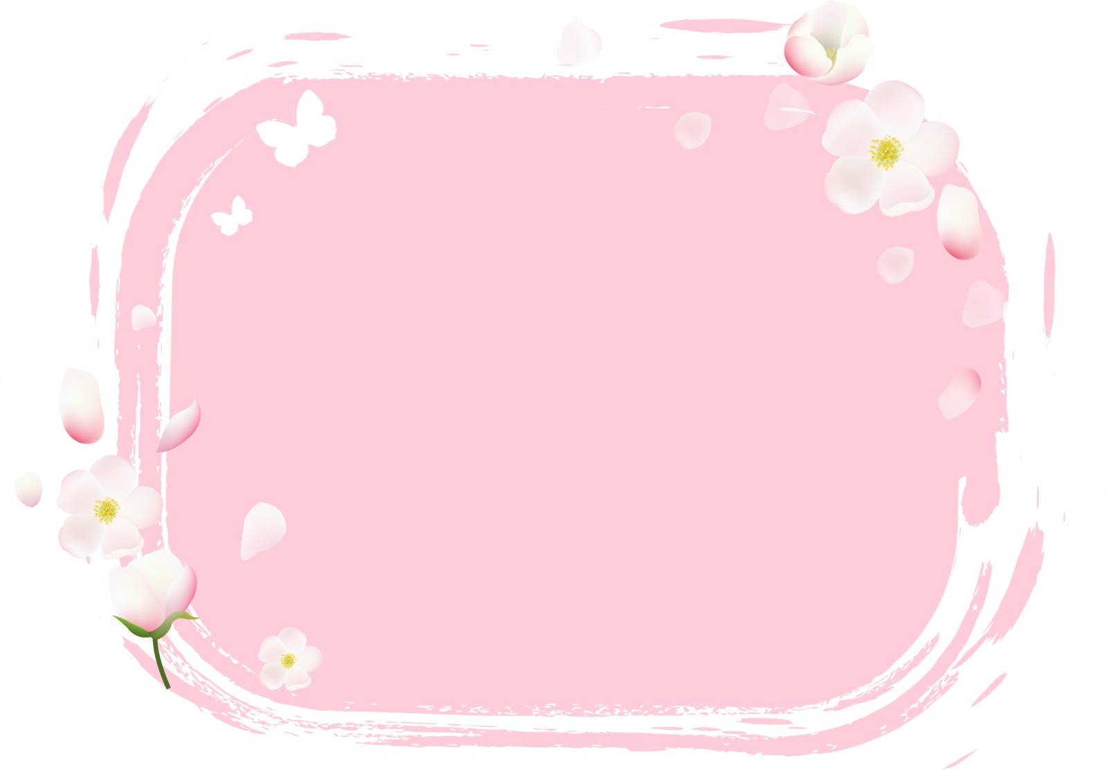 Pink Stain With Flowers Gradient Mesh, Vector Illustration