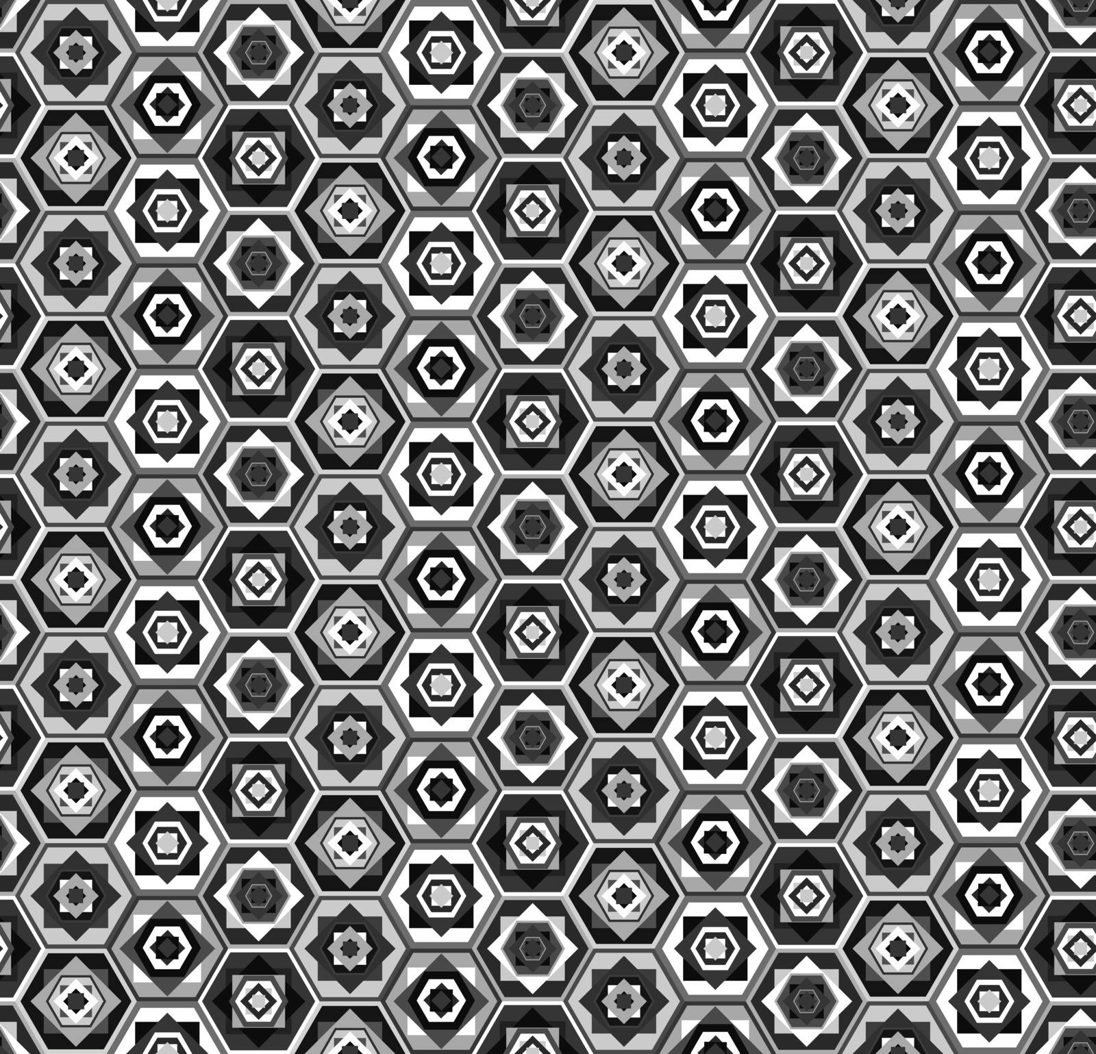 Seamless gray and white pattern with hexagons