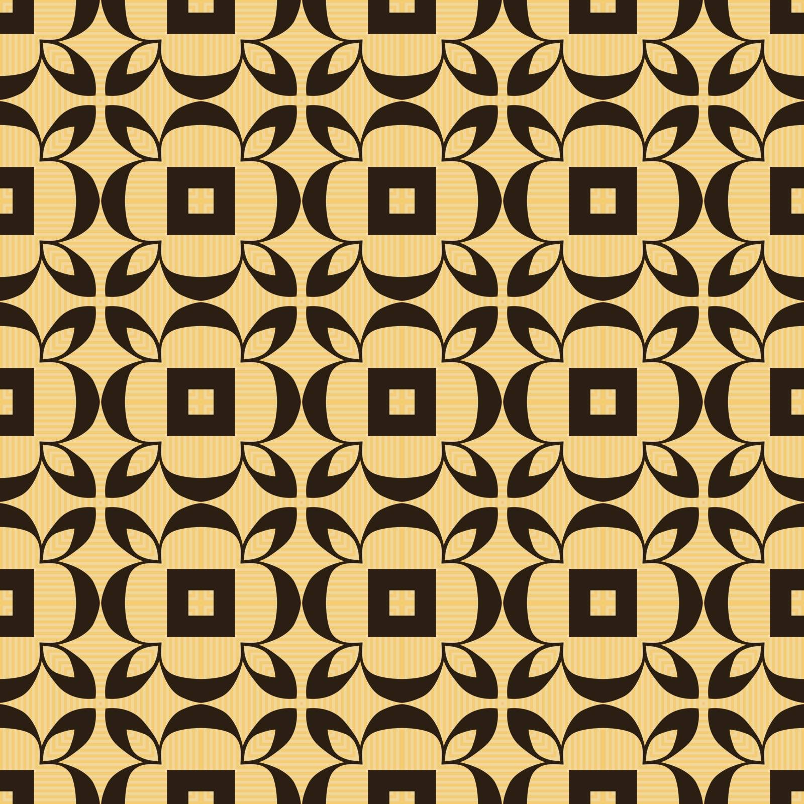 Seamless illustrated pattern made of abstract elements in yellow and black
