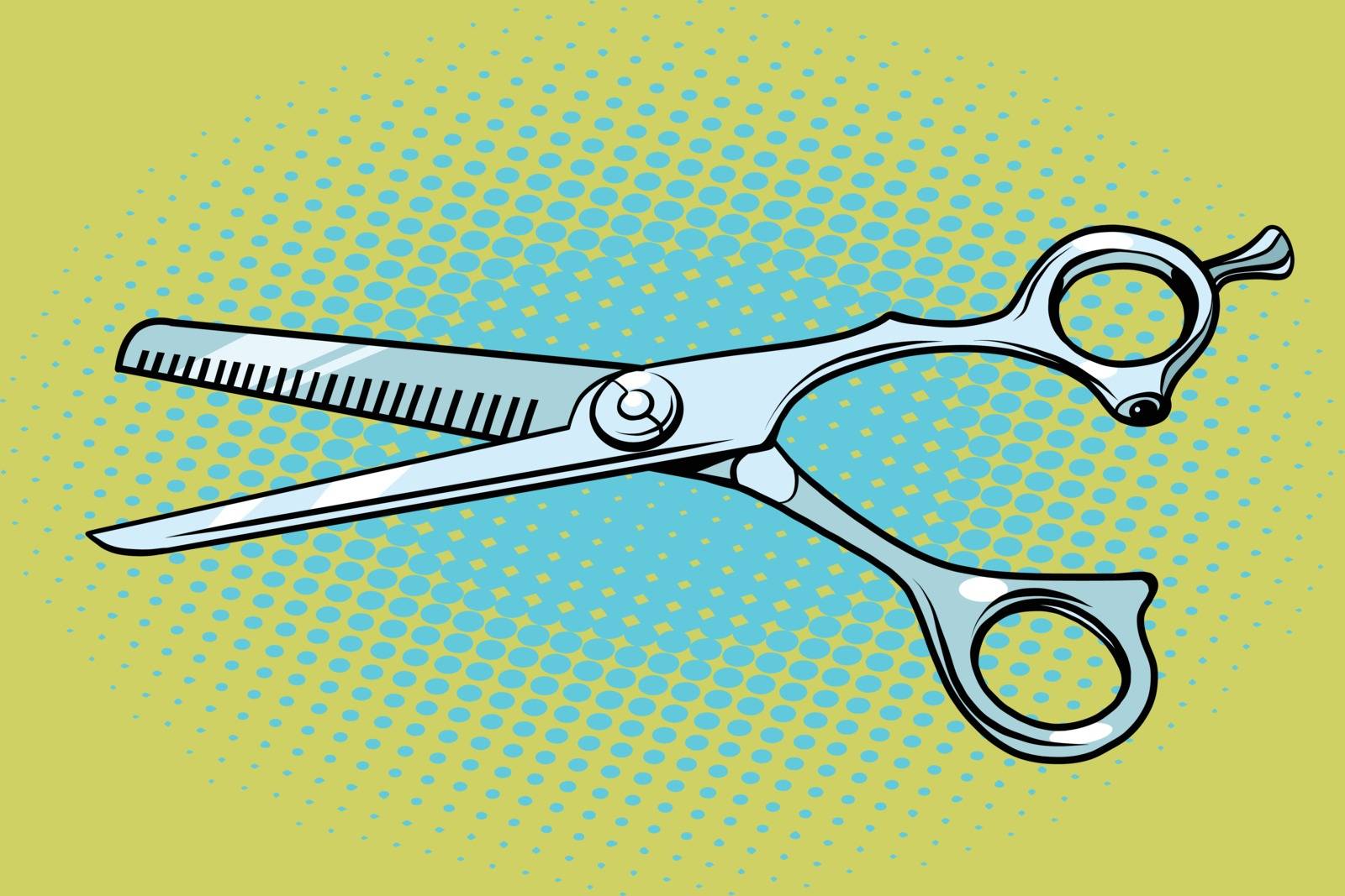 Metal Barber scissors. Pop art retro vector illustration