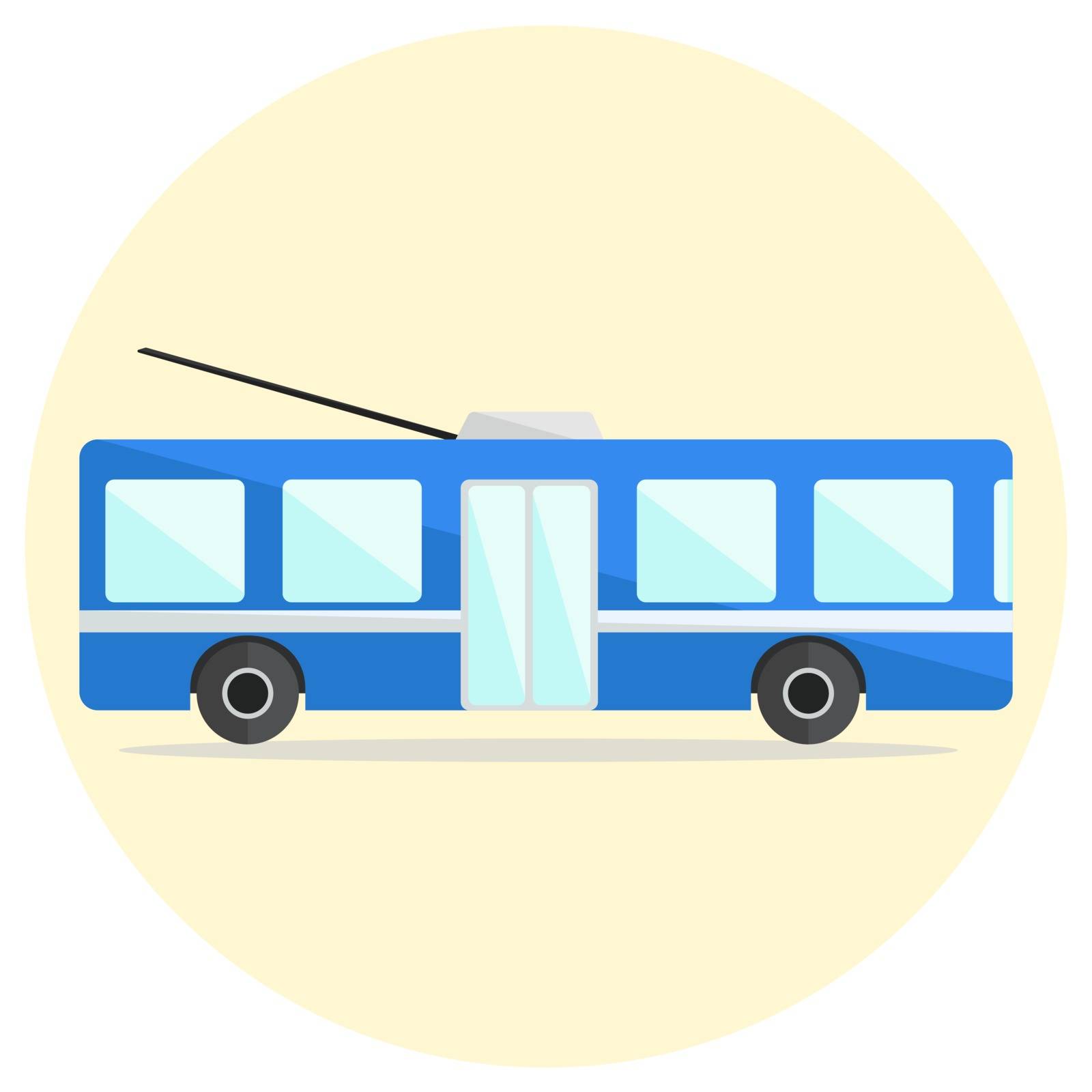 Cute colorful flat trolley bus icon by tatahnka