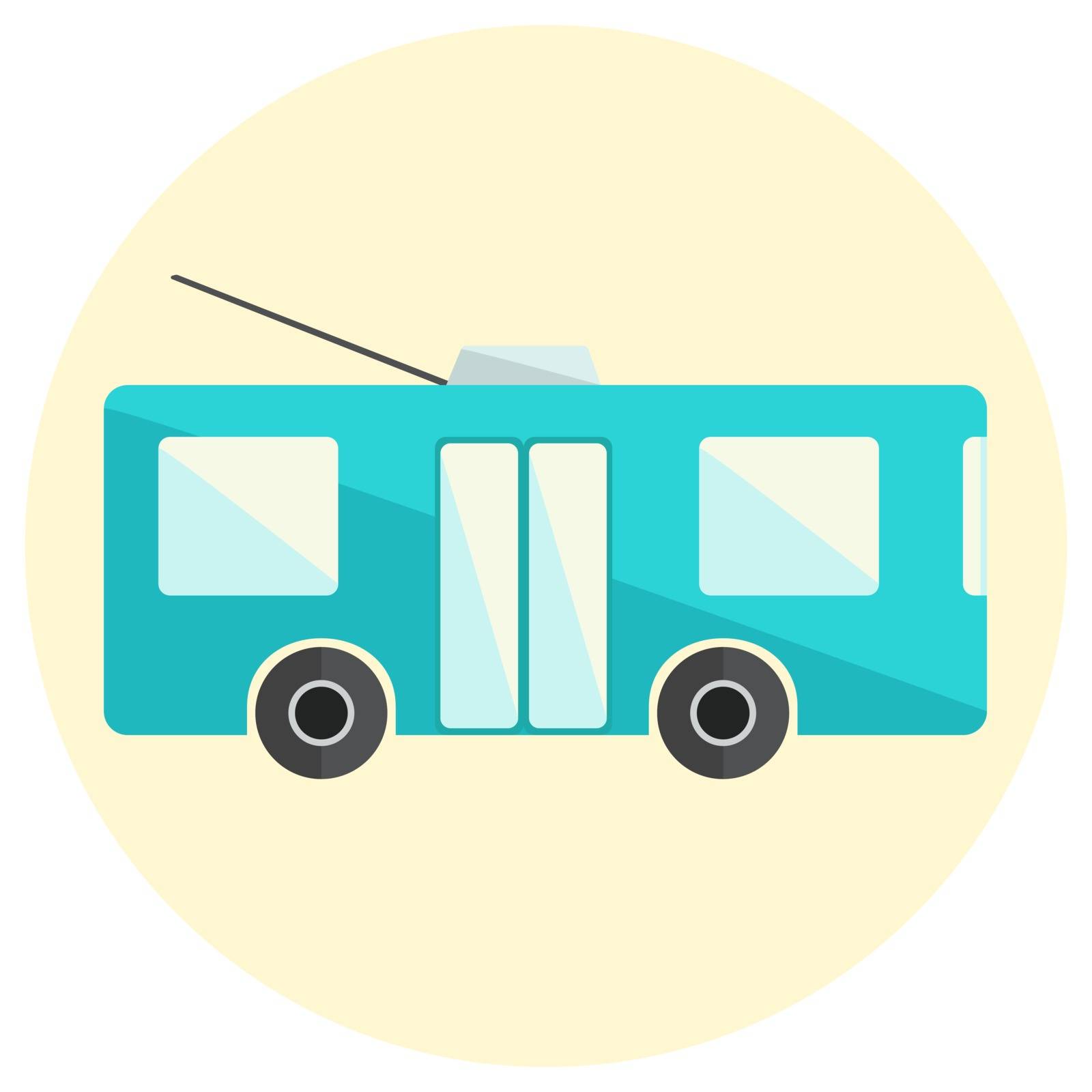 Cute little flat trolley bus icon by tatahnka