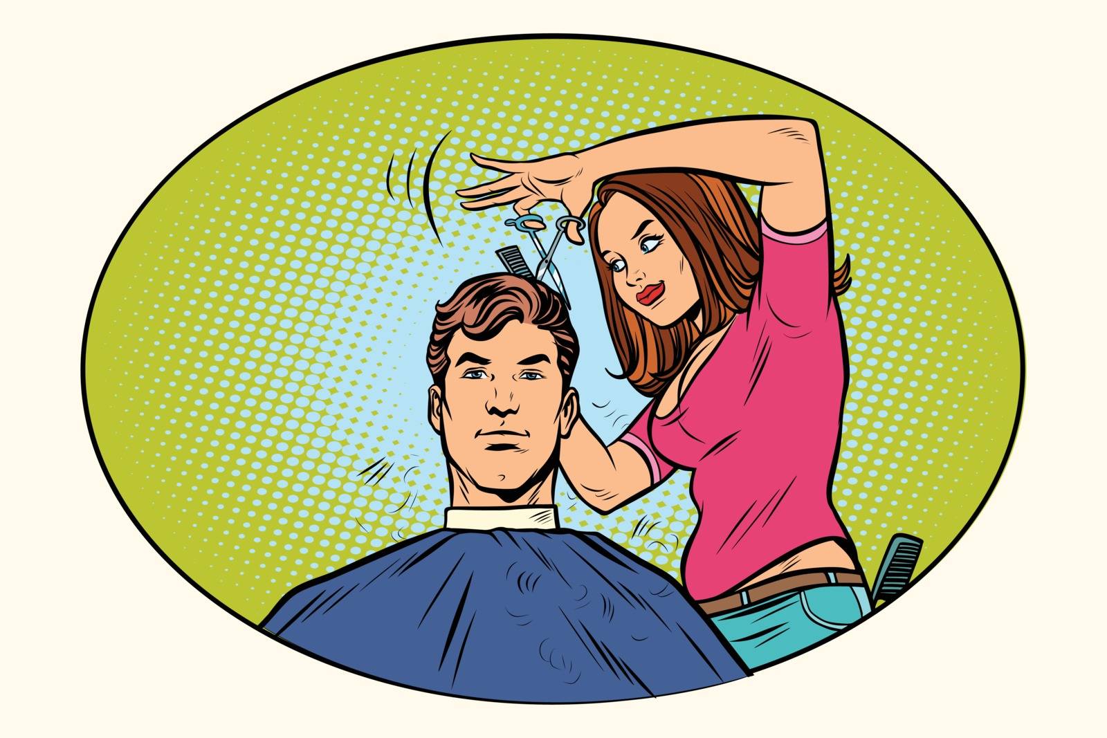 Mens haircut female hairdresser by rogistok