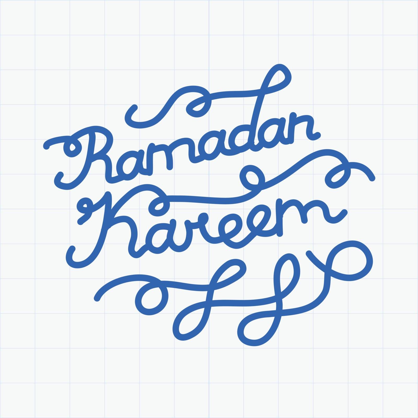 Handwritten congratulation on Ramadan Kareem. Vector illustration