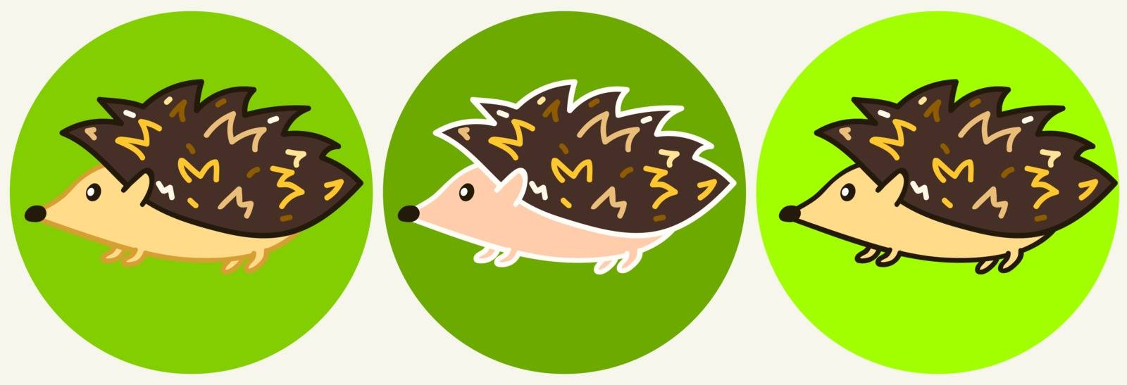 Cute cartoon hedgehog icons by tatahnka