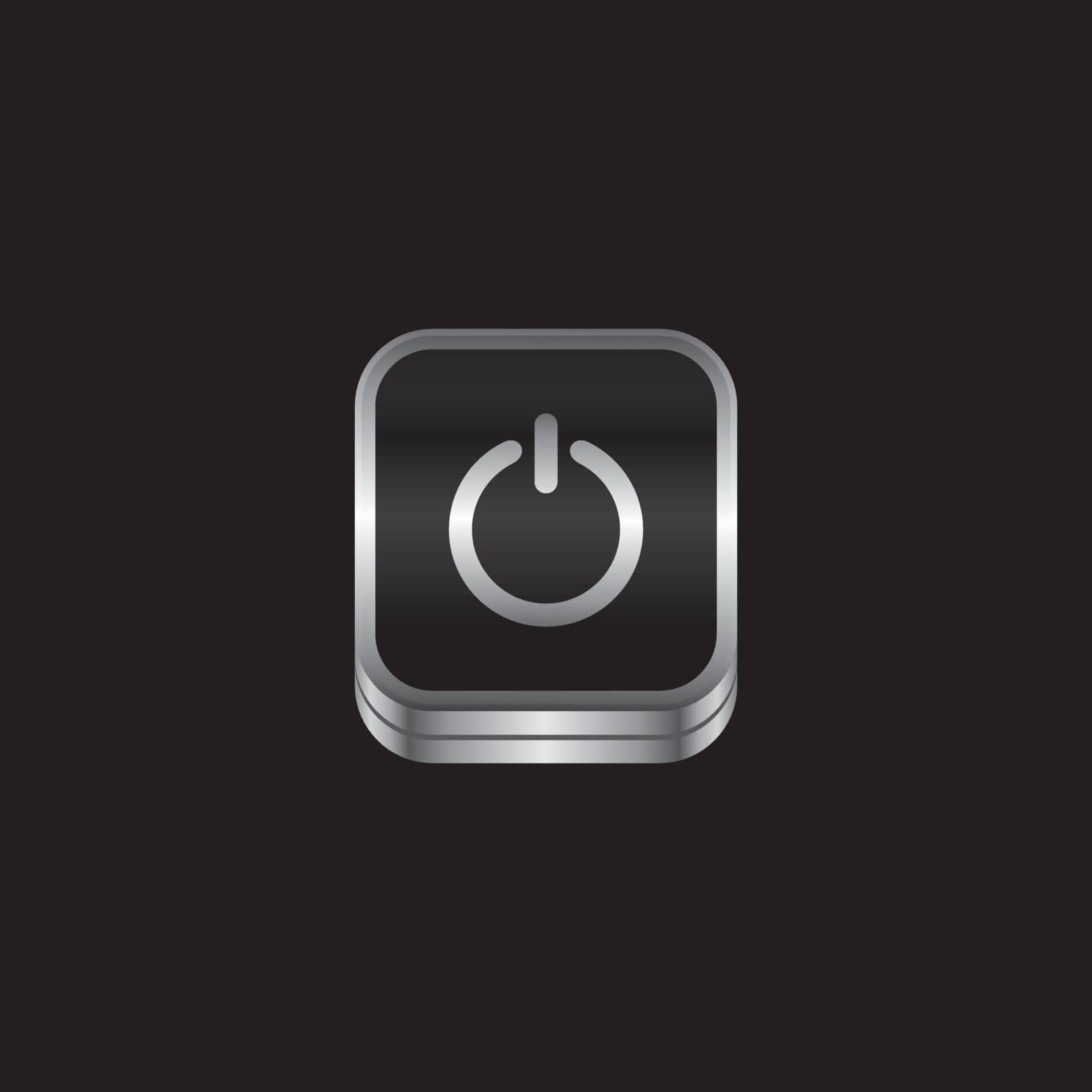 power switch metal plate theme icon button vector art illustration