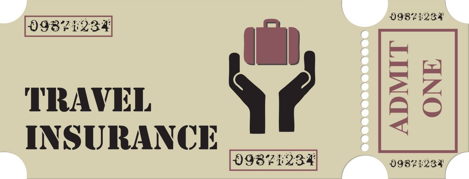 Ticket for travel insurance with a baggage security symbol