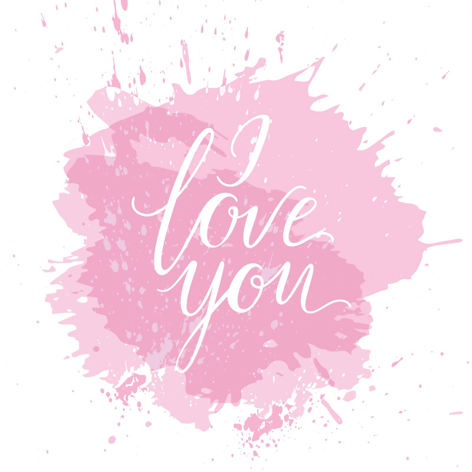 Abstract watercolor spot background and the inscription I LOVE YOU. Splash texture background isolated on white. by nutela_pancake