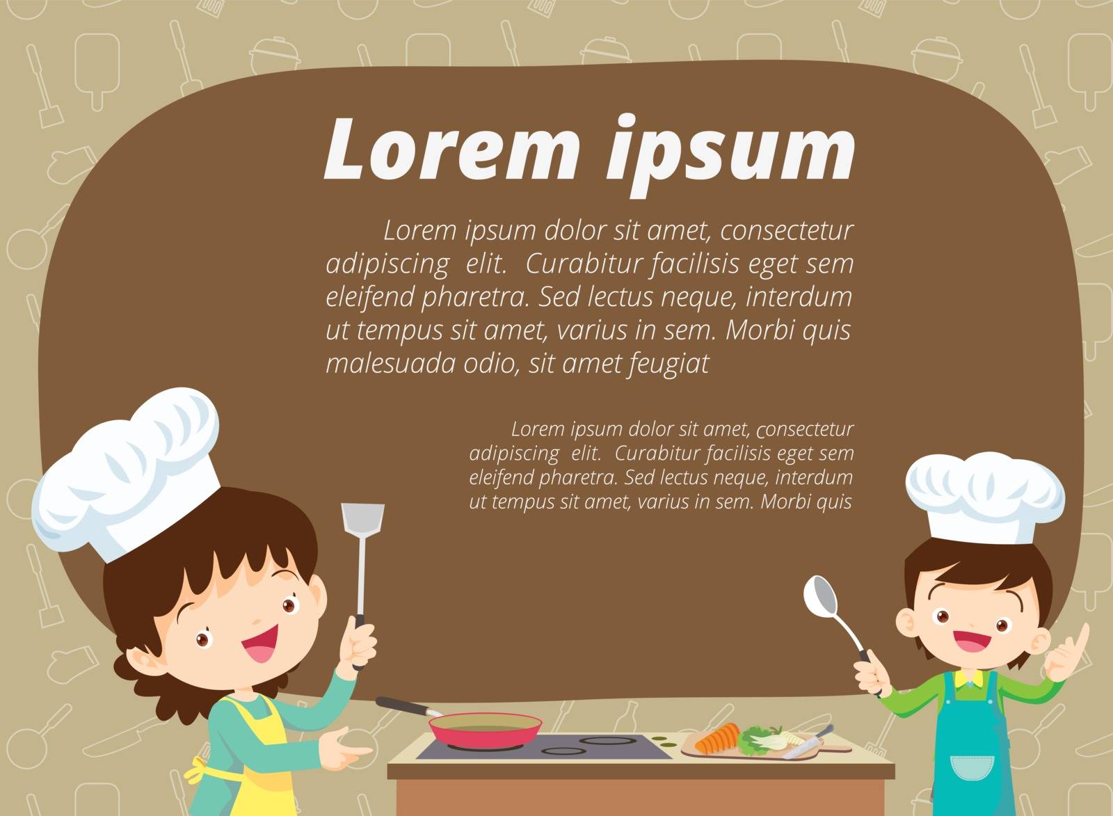 Cute kids meal menu vector template.Kids Cooking class banner.