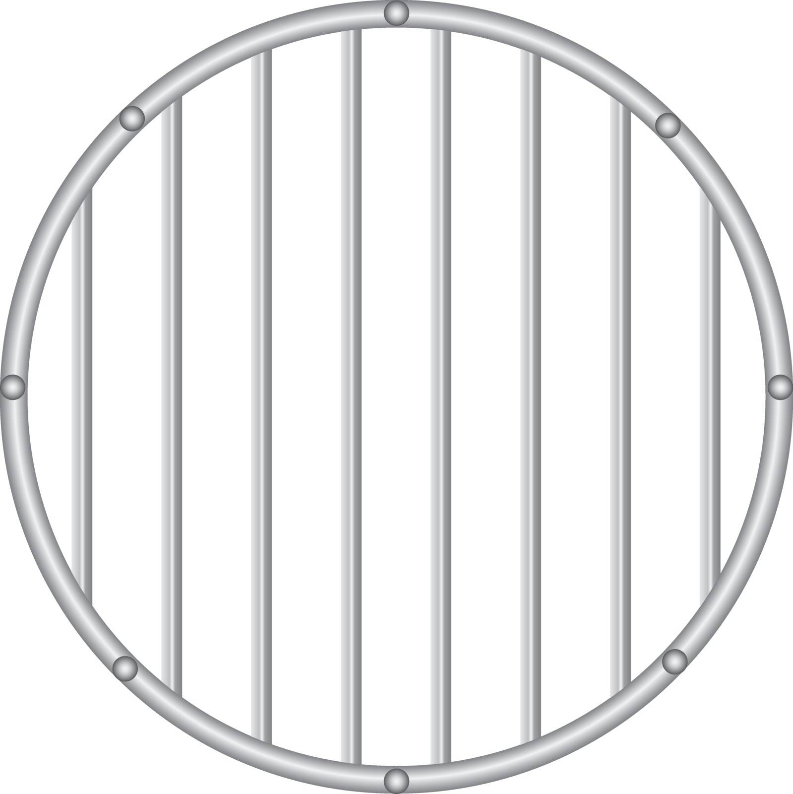 Industrial round grille with vertical rods. Vector illustration.