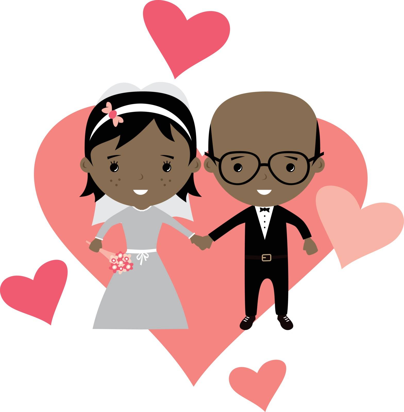 adorable groom and bride lovely marriage cartoon theme by vector1st