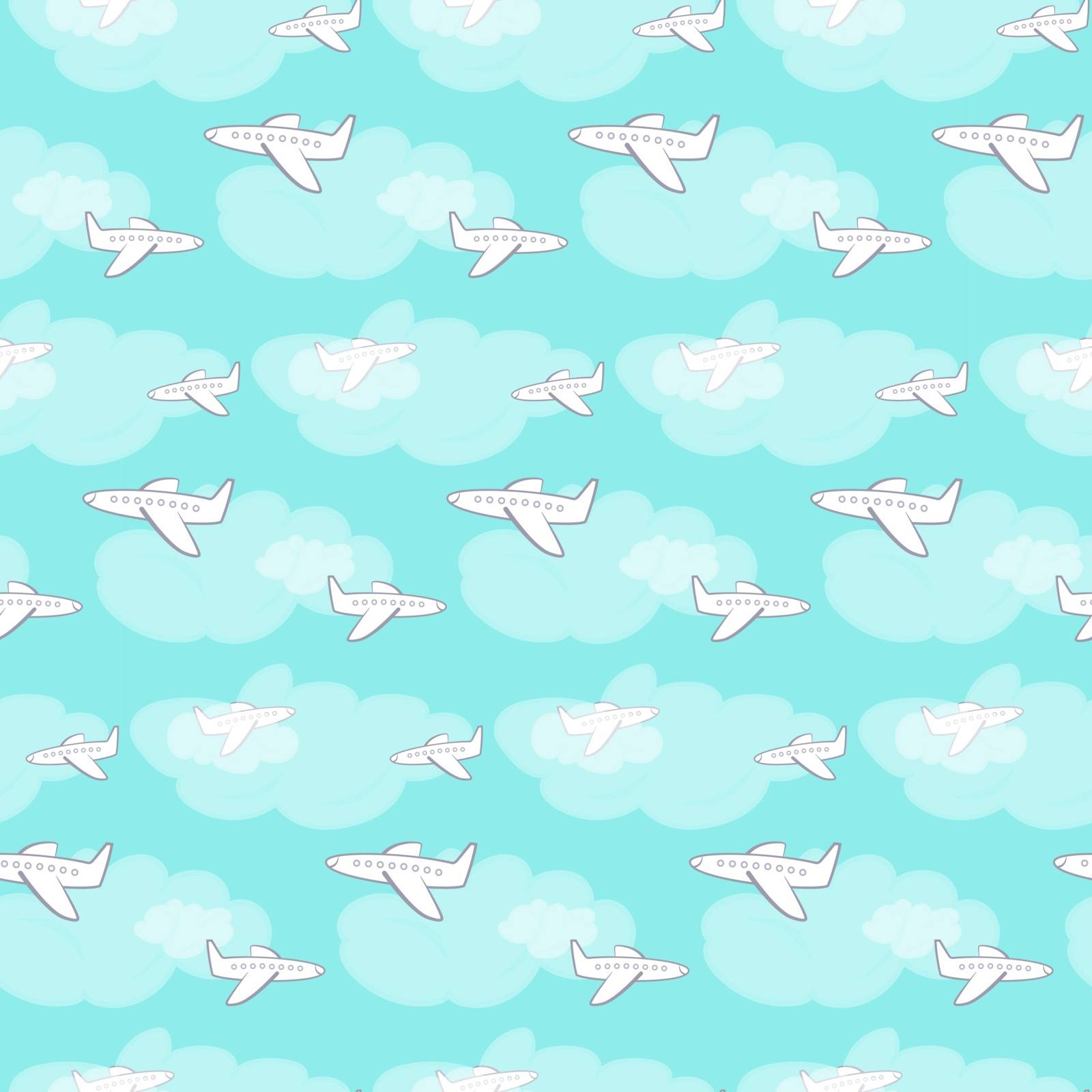 Seamless sky pattern with white planes and clouds by tatahnka