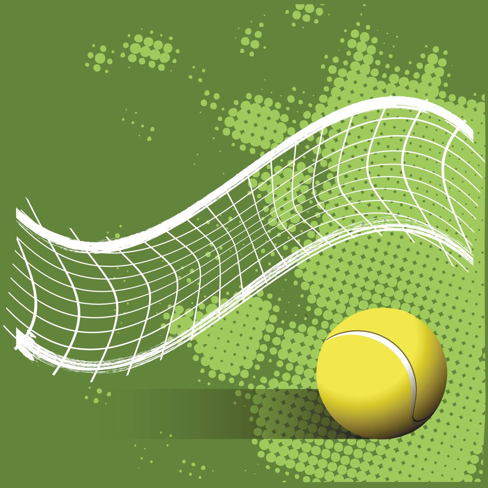 Tennis Ball and Grid on a Green Background by brux