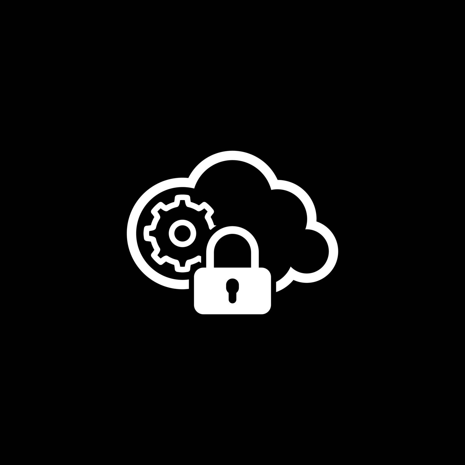 Secured Cloud Processing Icon. Flat Design. by WaD