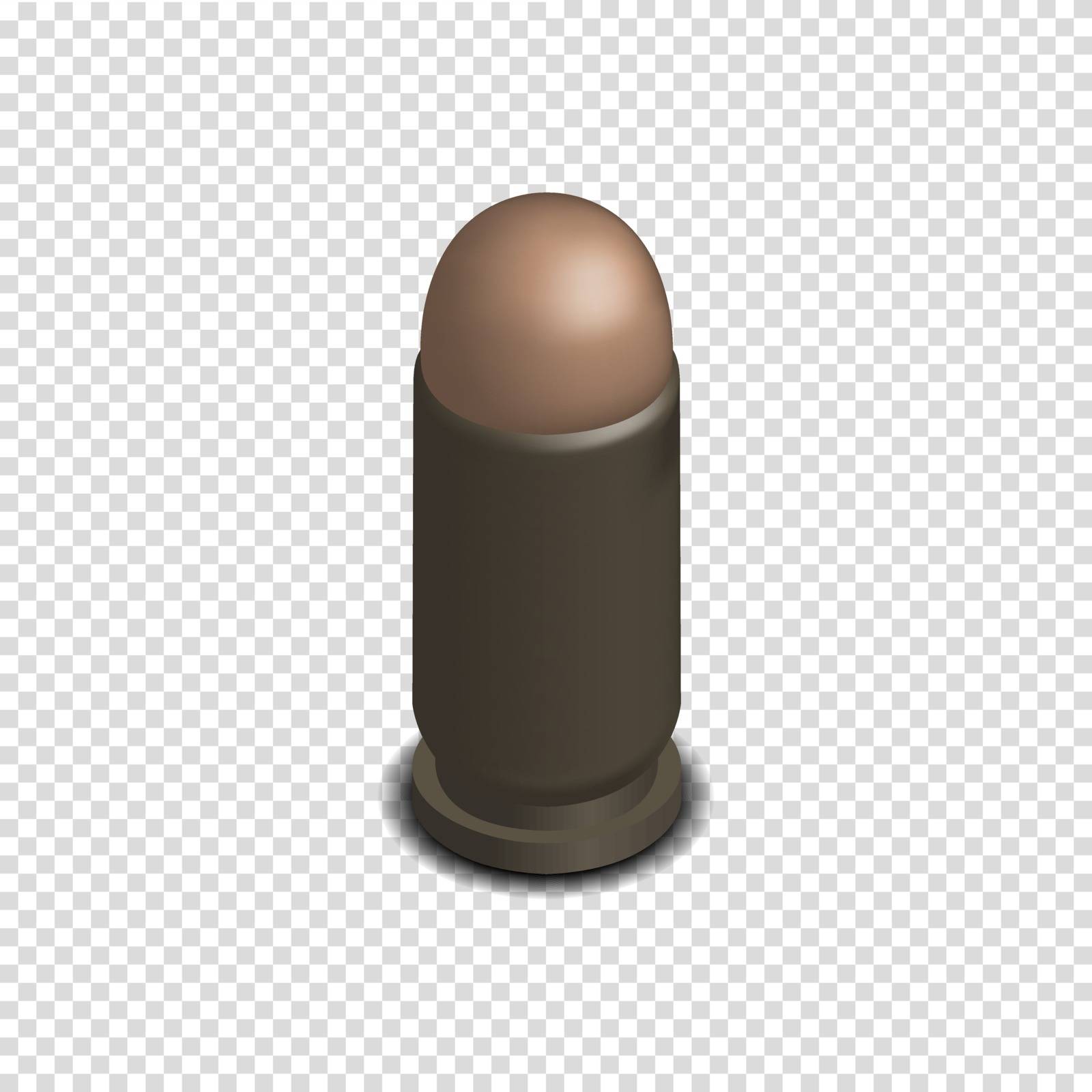 Photorealistic cartridge with a bullet in isometric, vector illustration. by kup1984
