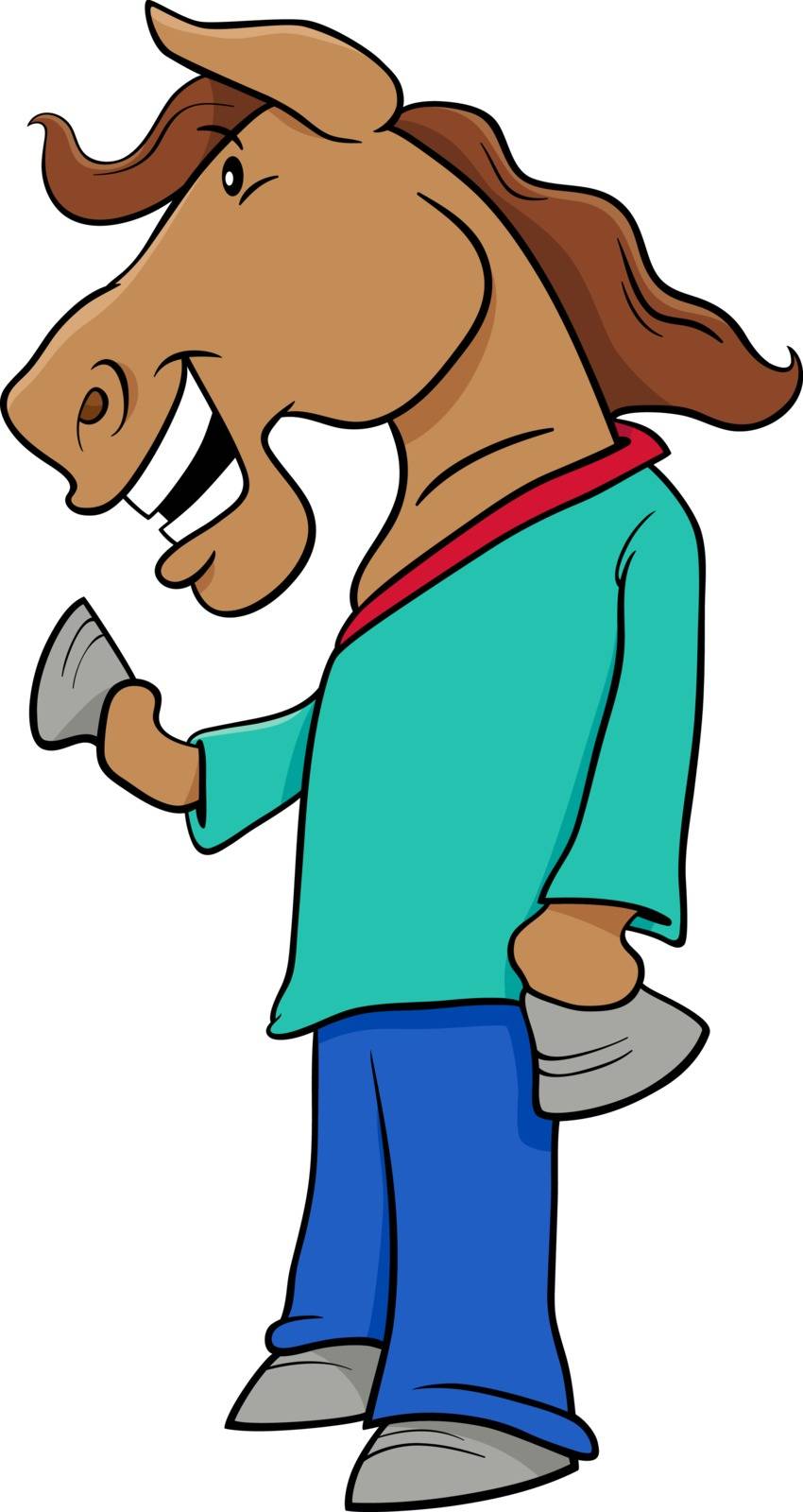 Cartoon Illustration of Anthropomorphic Horse Fantasy Character
